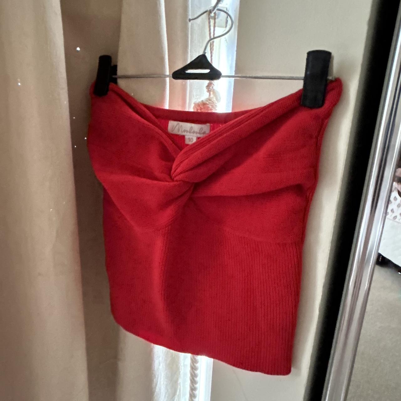 Red strapless top - Depop