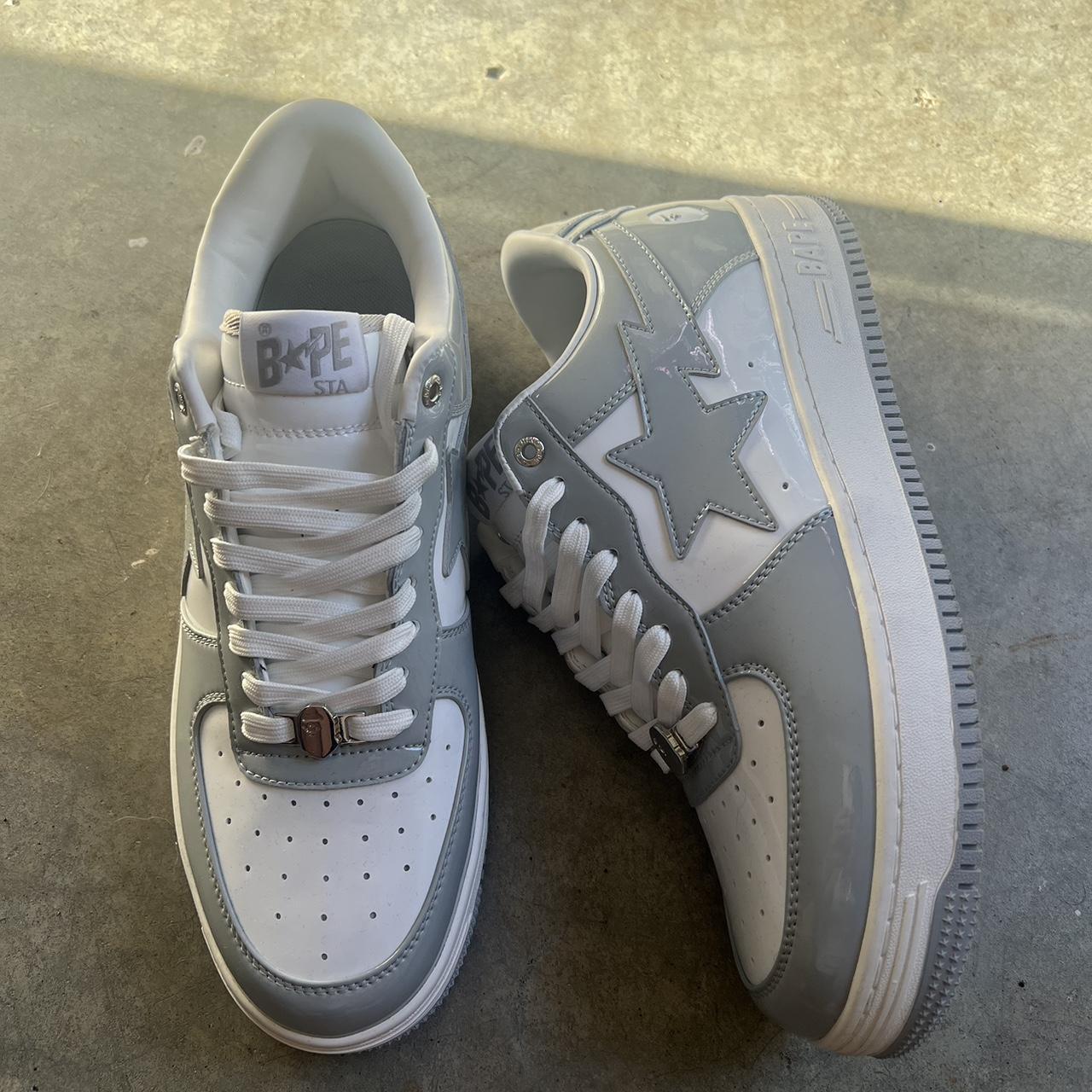 A Bathing Ape Bape Sta Patent Leather White Grey...