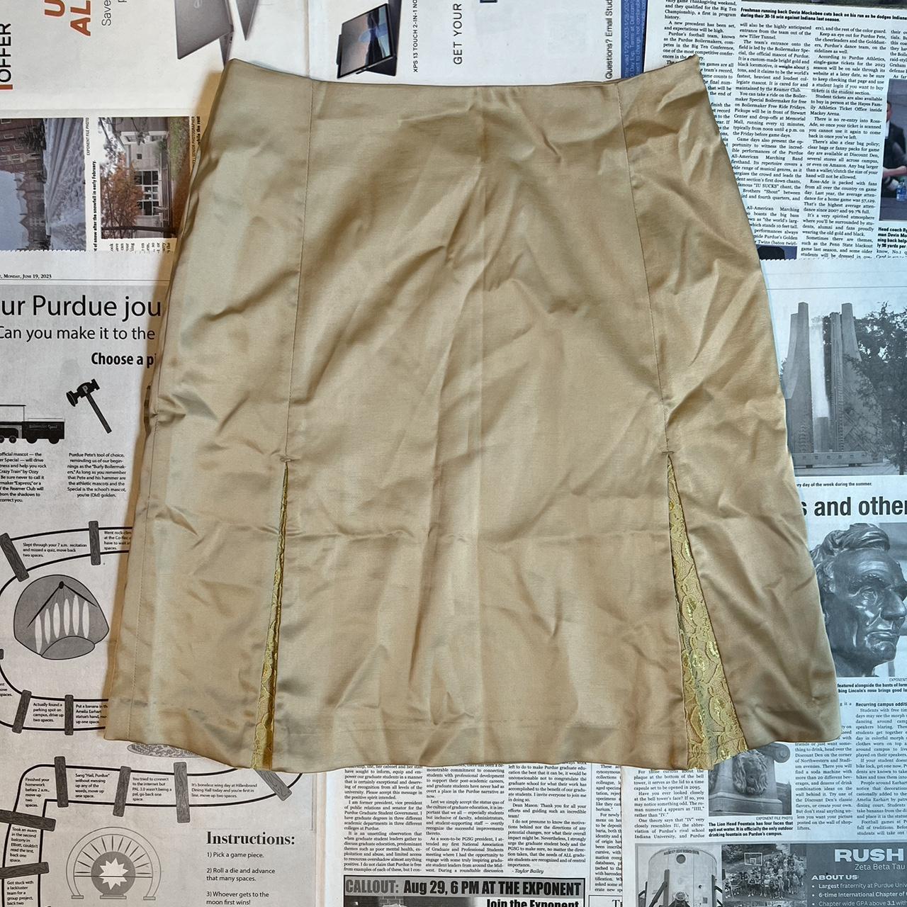 Beige Fendi Midi Skirt vintage lace slit details... - Depop