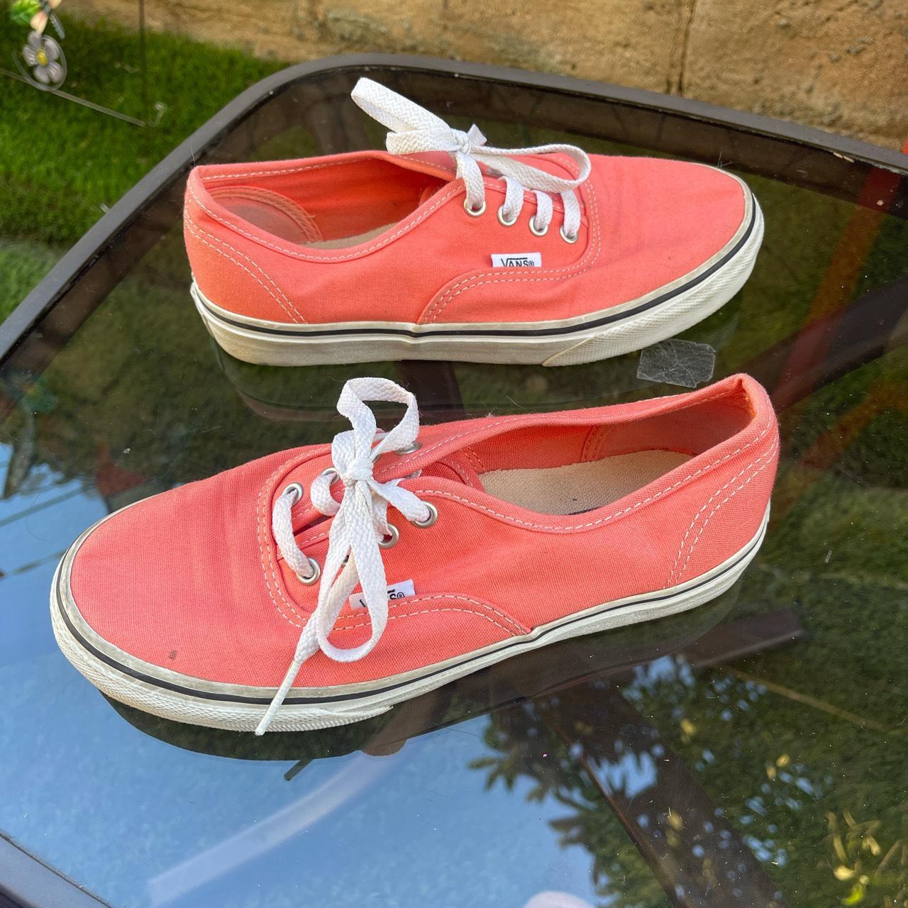Salmon colored Vans. Small stain on the left shoe... - Depop