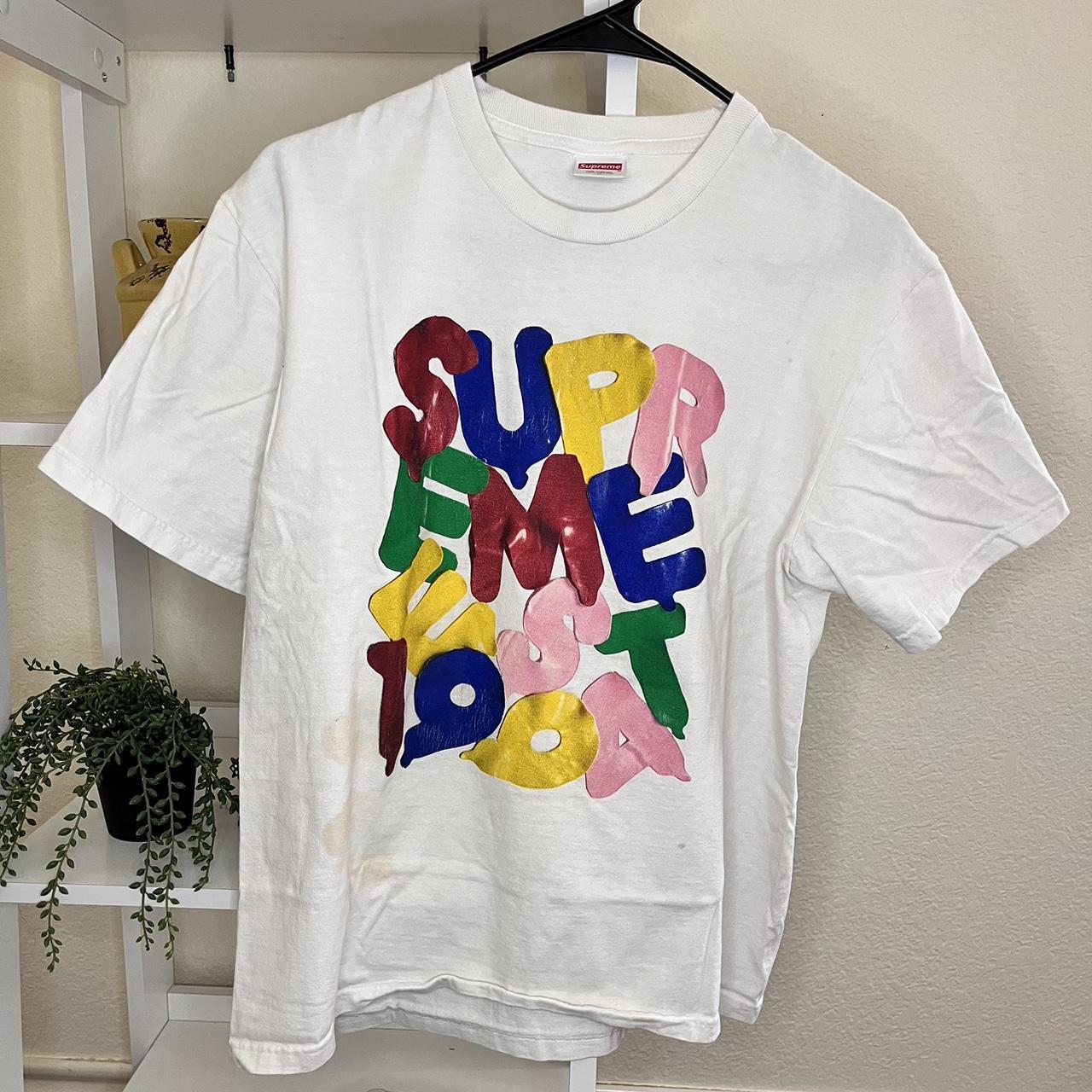 Supreme tee Yellowing shown in second photo - Depop