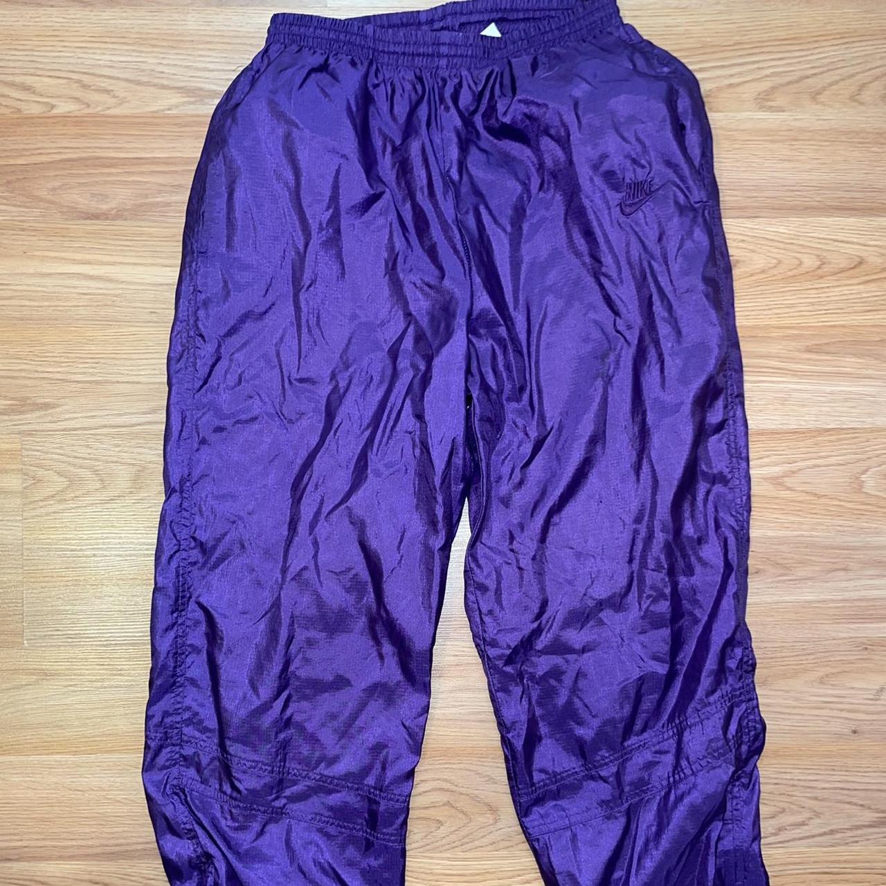 Vintage purple Nike nylon track pants . Size - Depop