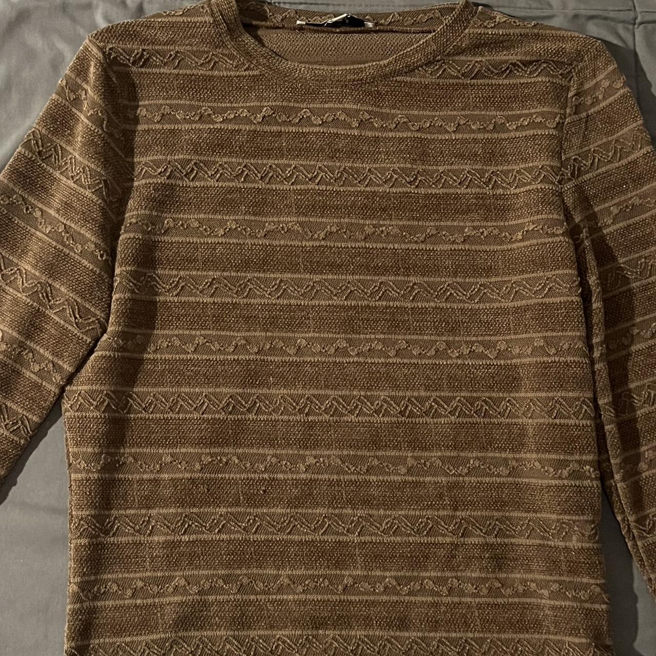 small papaya brown long sleeve! cute design, worn... - Depop