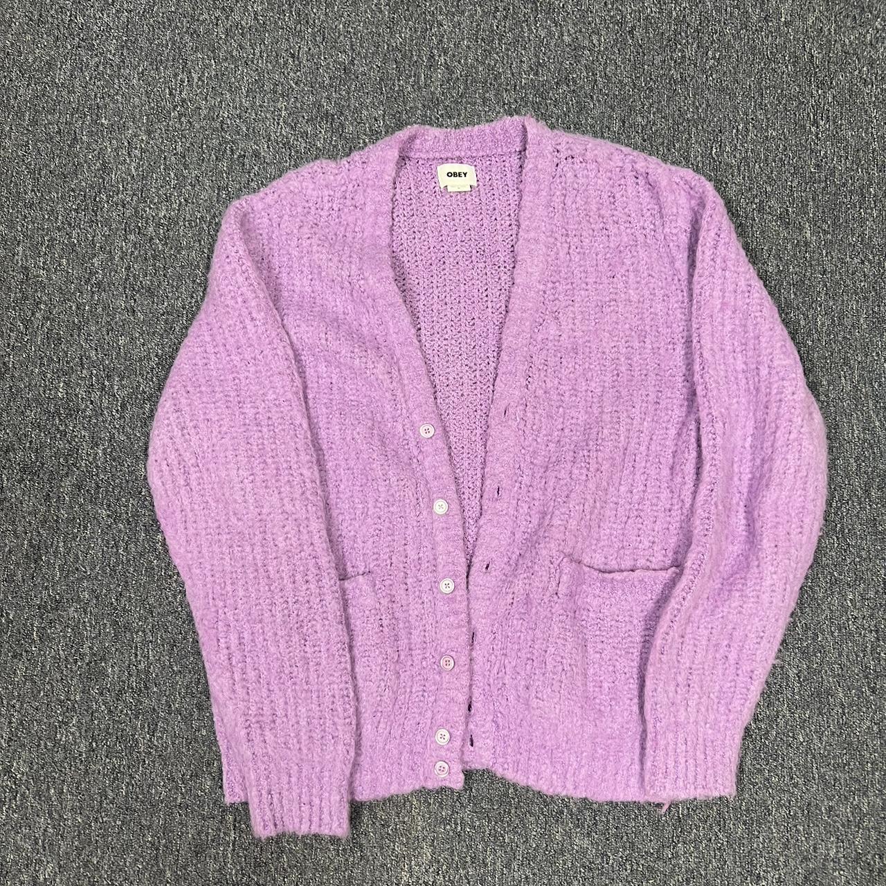 Obey Men's Purple and Pink Cardigan | Depop