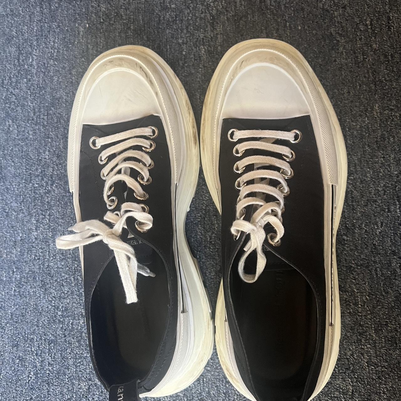 Alexander McQueen Men's Black and White Trainers | Depop