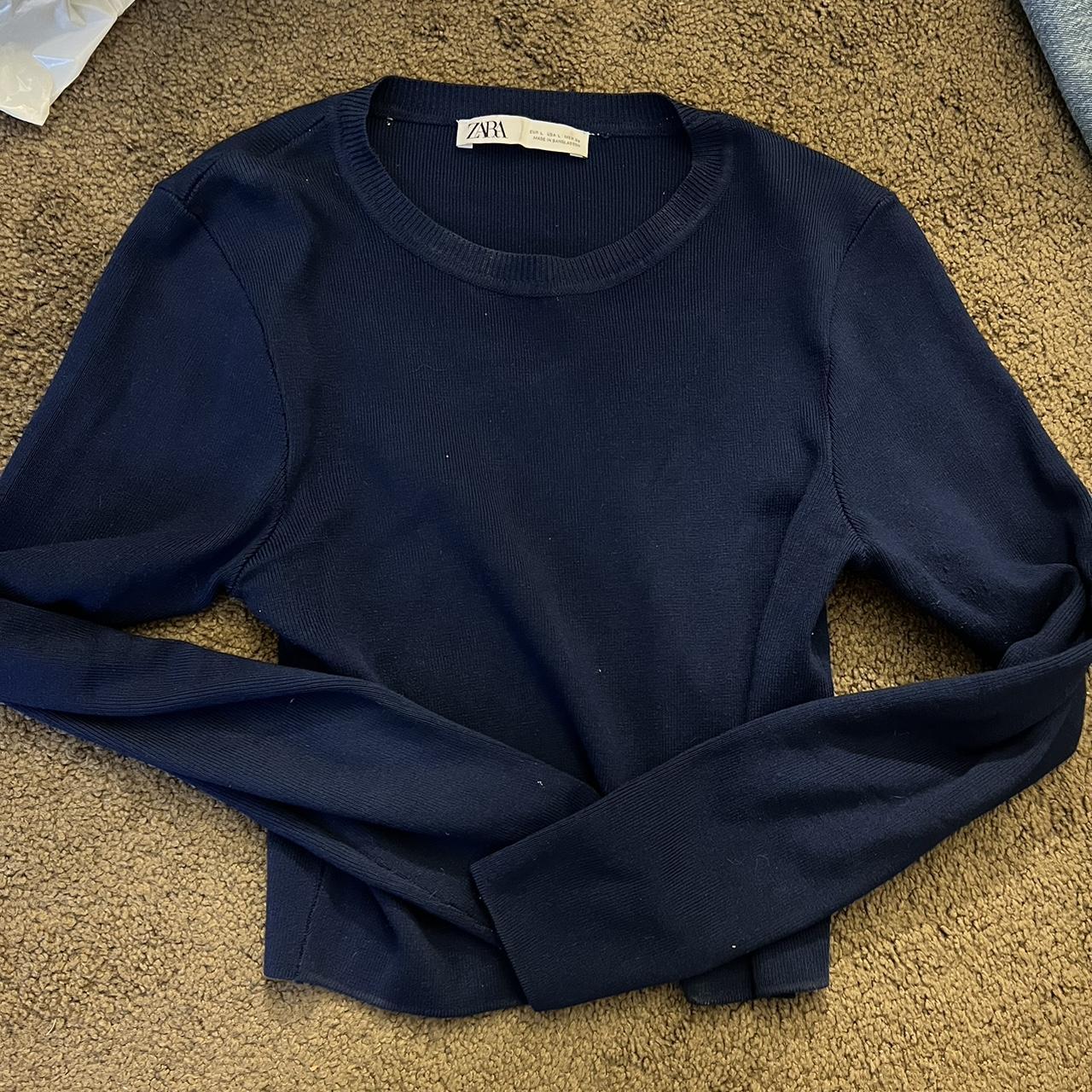 Royal Blue Zara Long Sleeve! Some Spots On The Neck... - Depop