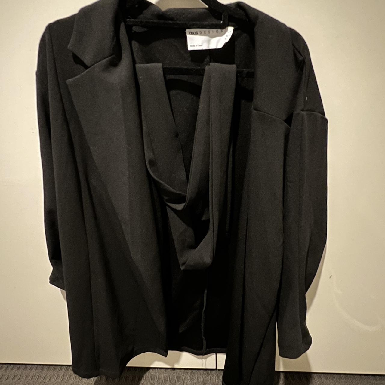 asos jersey blazer black with removable belt. size 20 Depop