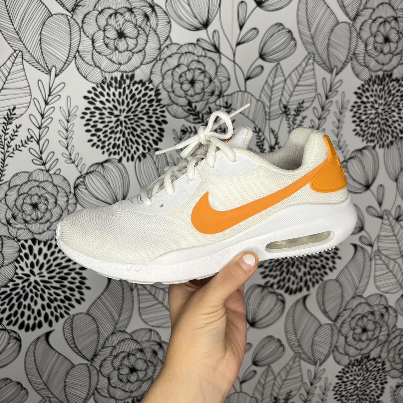 Orange and white Nike shoes Size: 7 Worn a few... - Depop