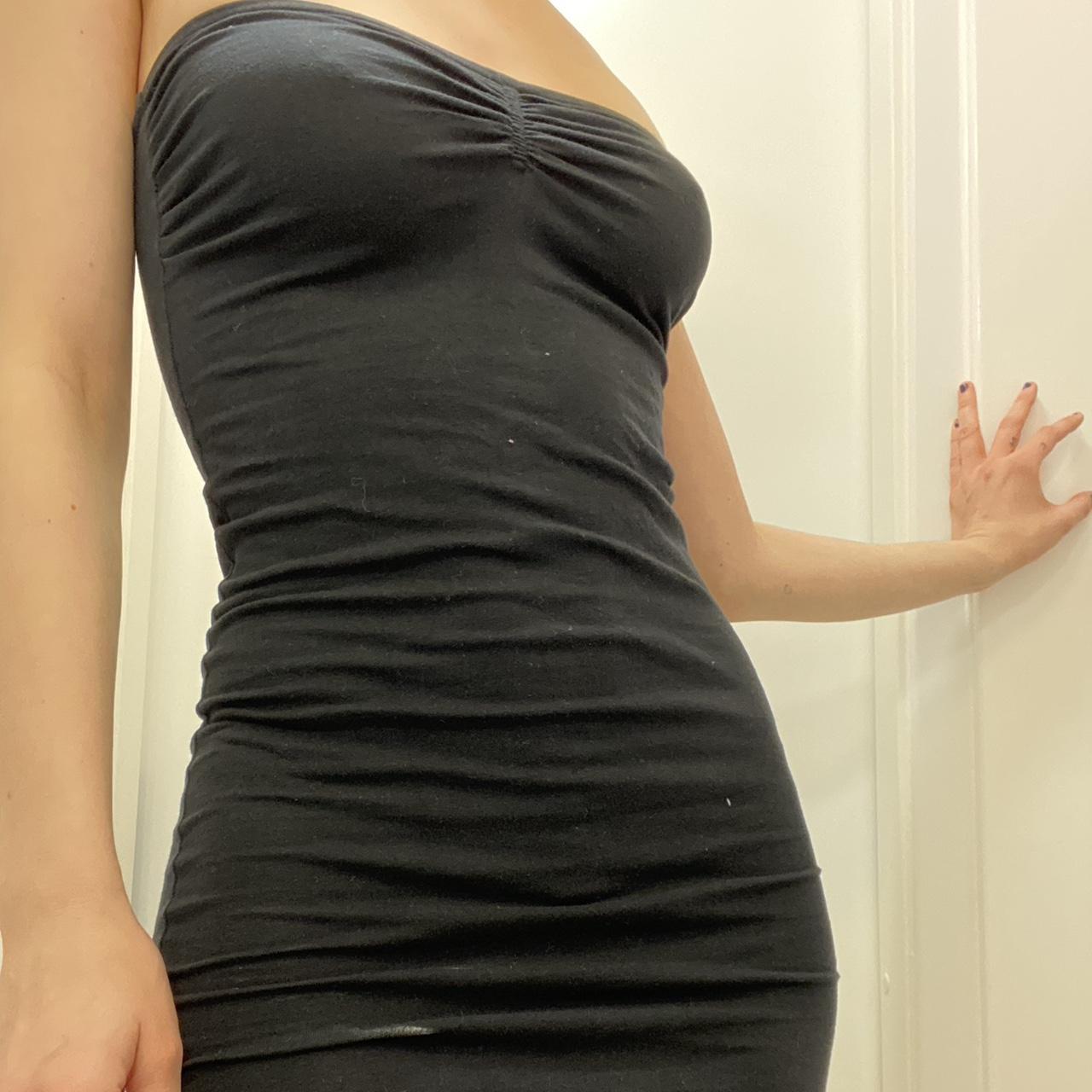 Black strapless mini dress Ruched at the centre Size... - Depop
