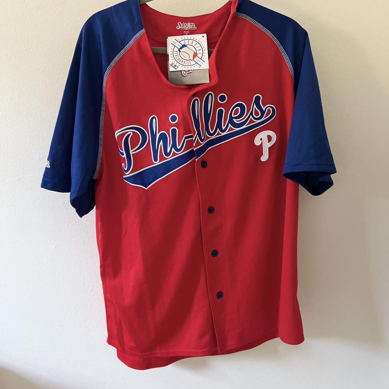 Phillies Button Up Jersey Red & white In - Depop