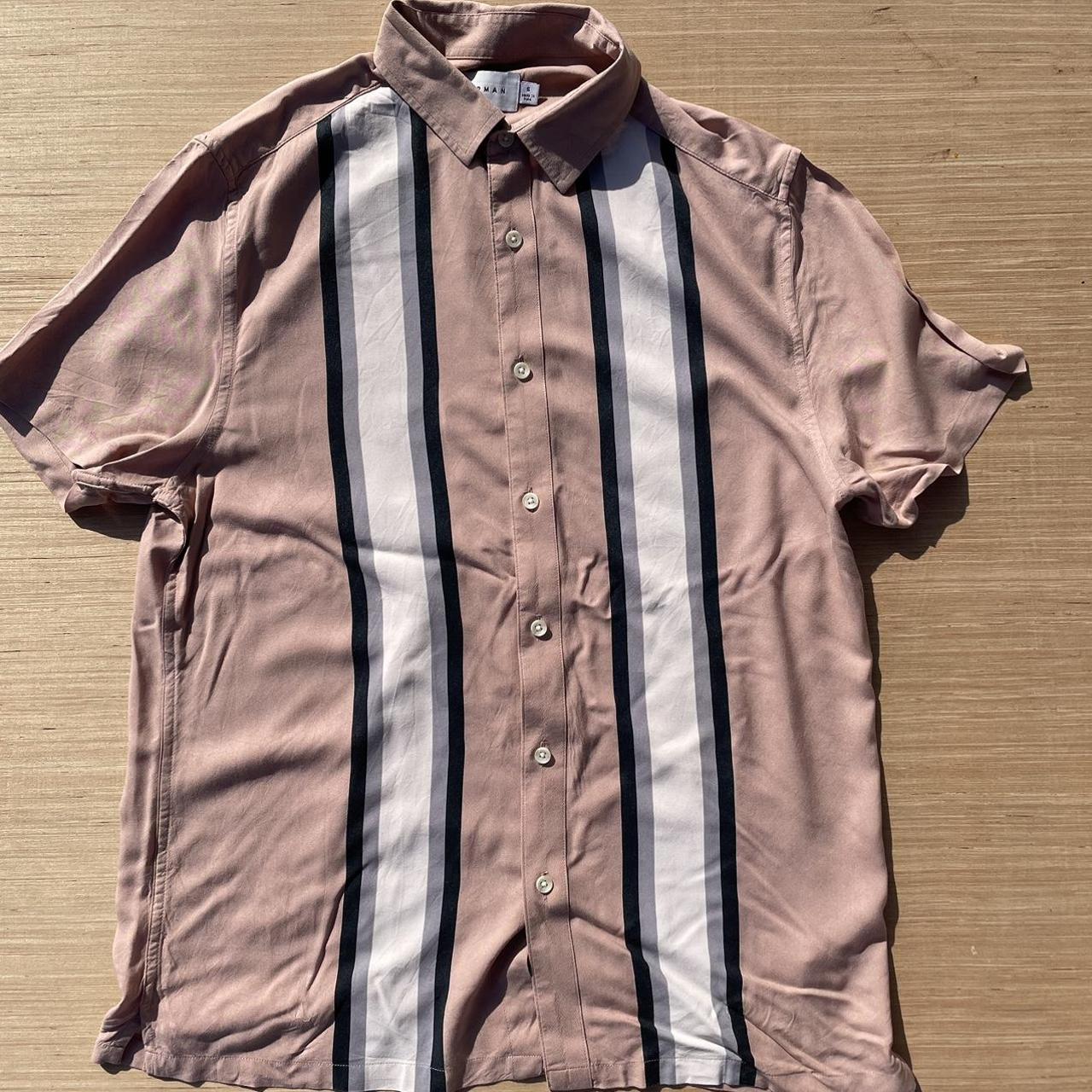 Topman Short sleeve button up shirt, vintage pink... Depop