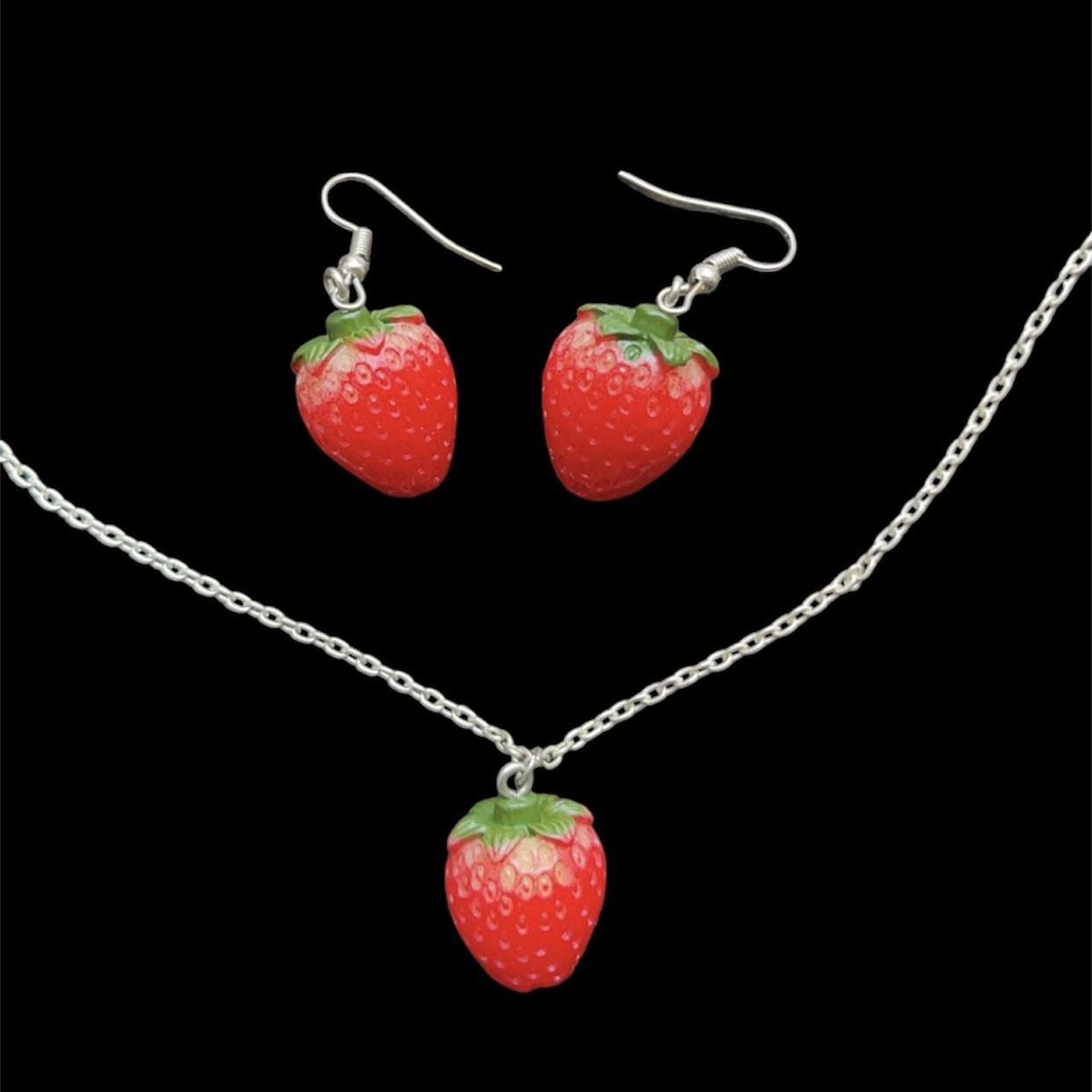 cottagecore strawberry jewelry set