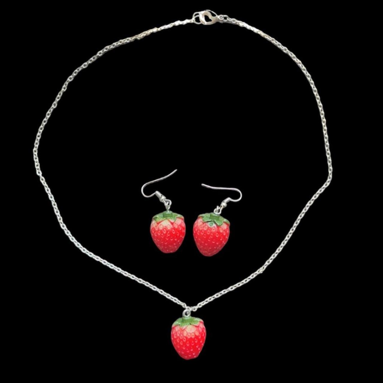 cottagecore strawberry jewelry set