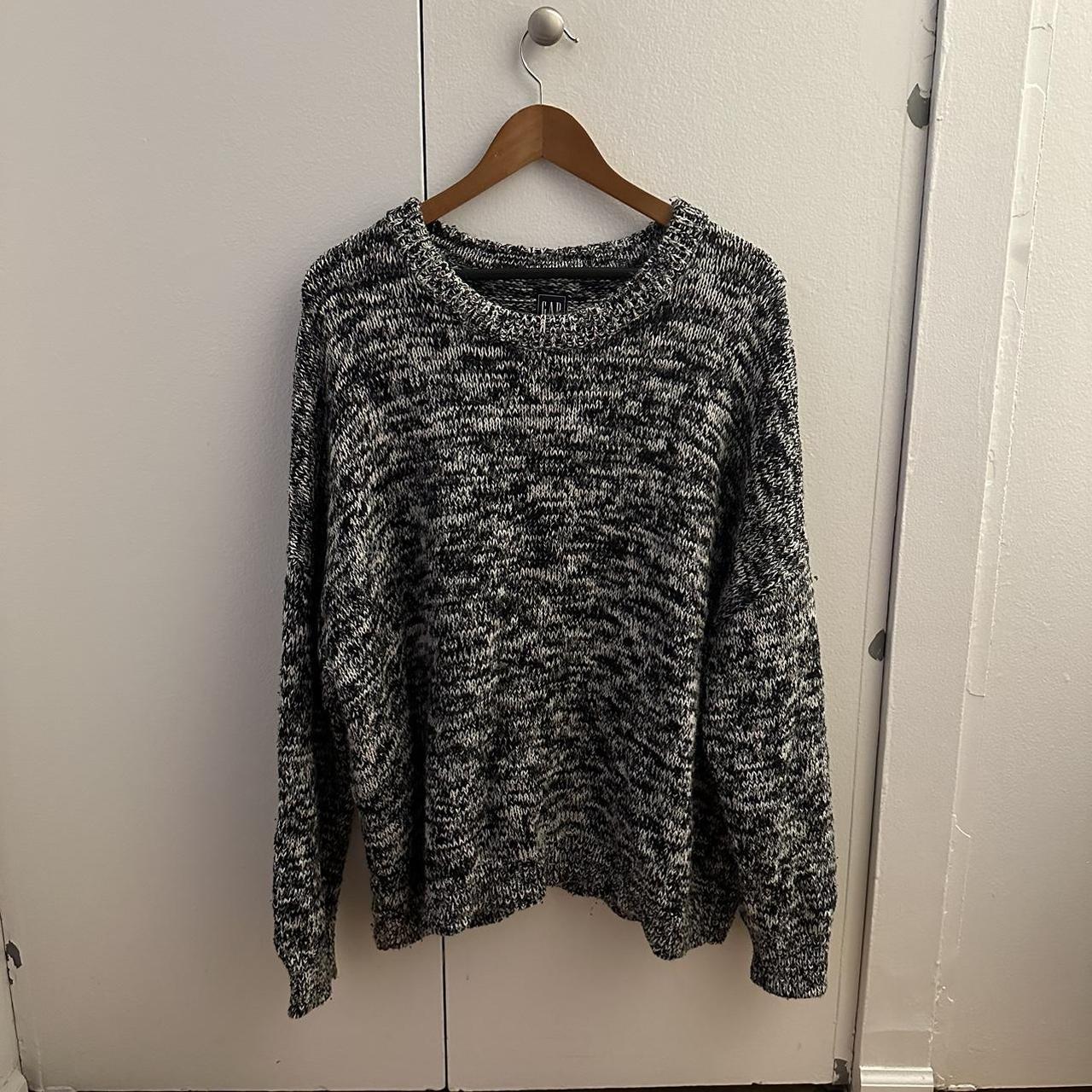 black and white chunky knit sweater! #sweater #knit... - Depop