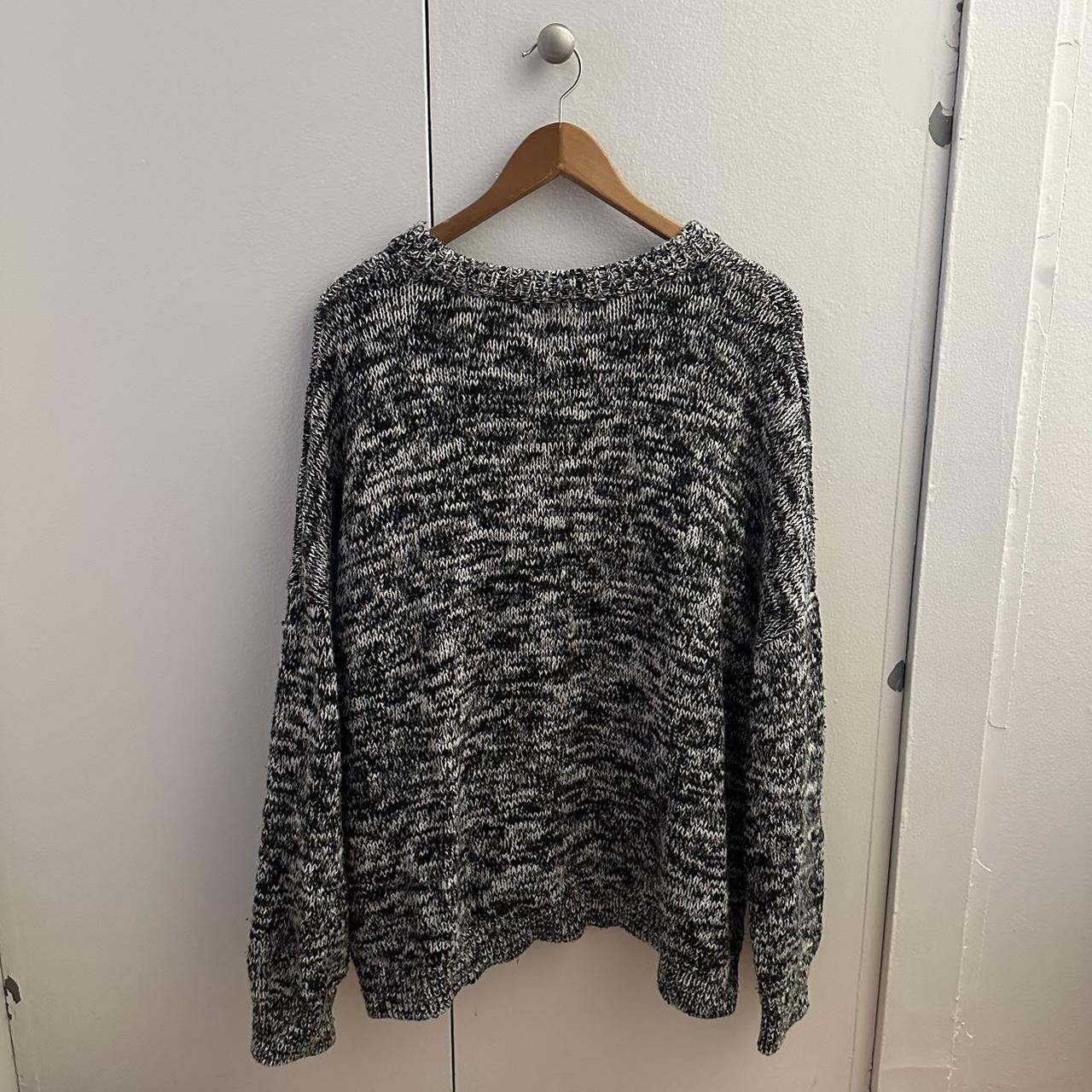 black and white chunky knit sweater! #sweater #knit... - Depop