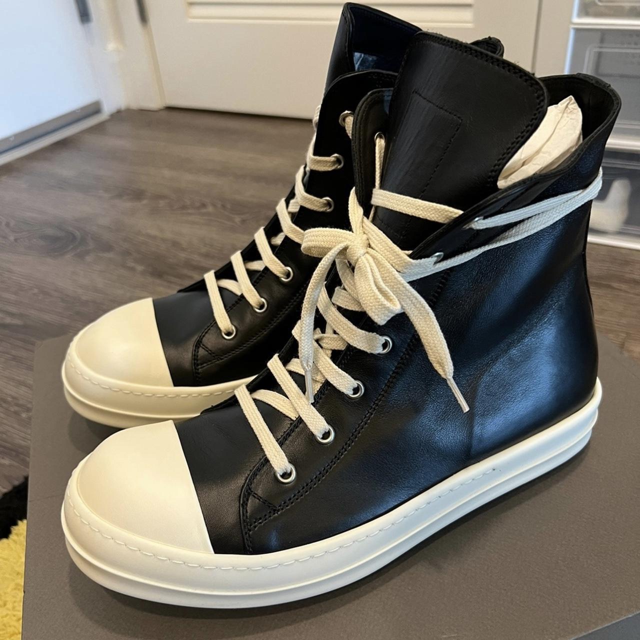 rick owens high top Ramons Sneakers LPO leather size... - Depop