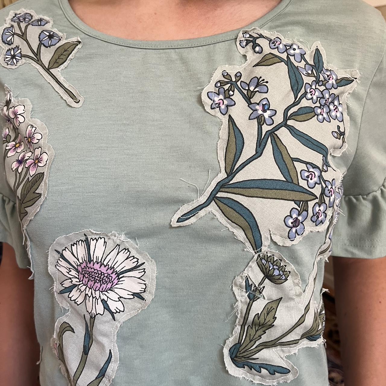 Patchwork floral crop top. Flowers cut out from... Depop