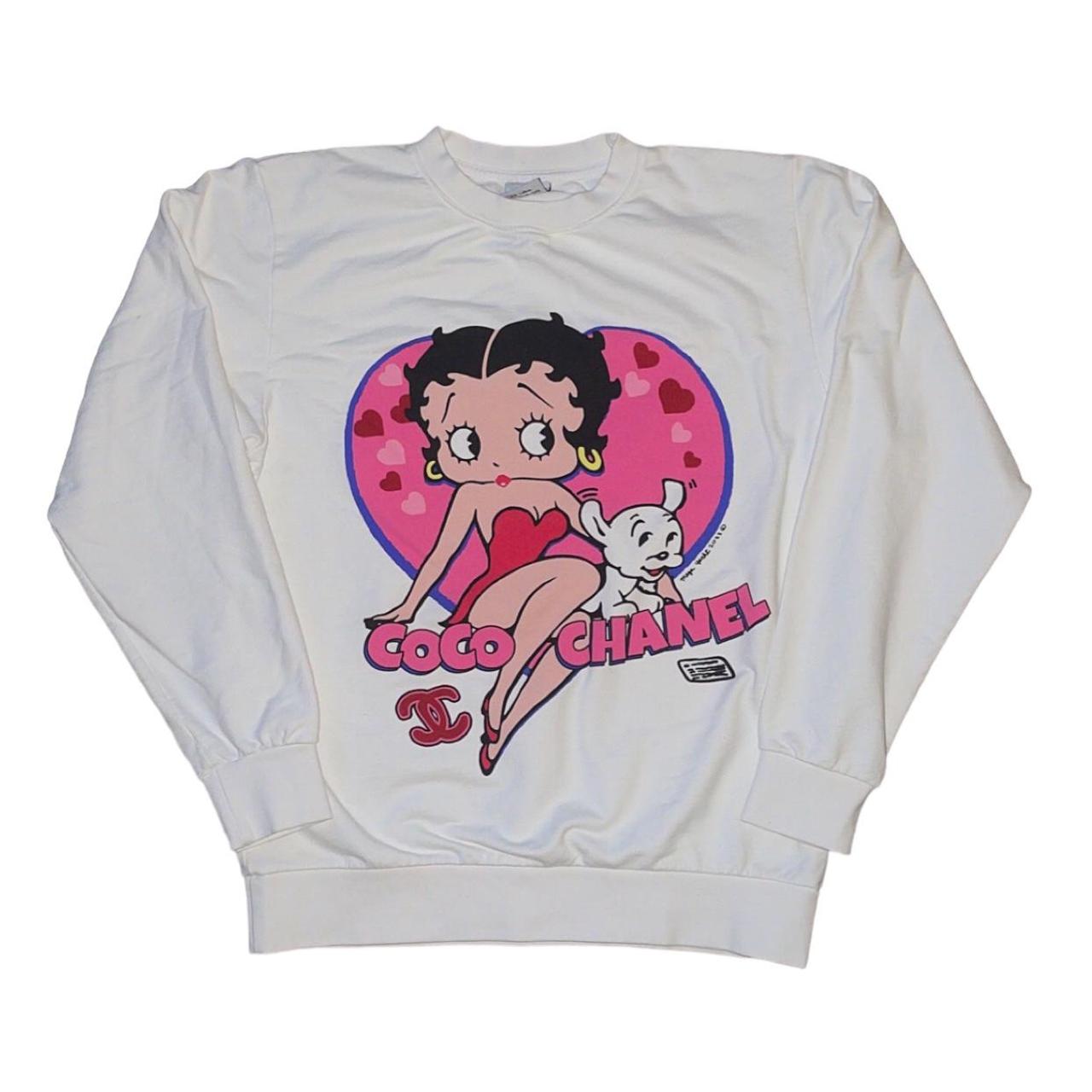✿ mega yacht betty boop coco chanel graphic white - Depop