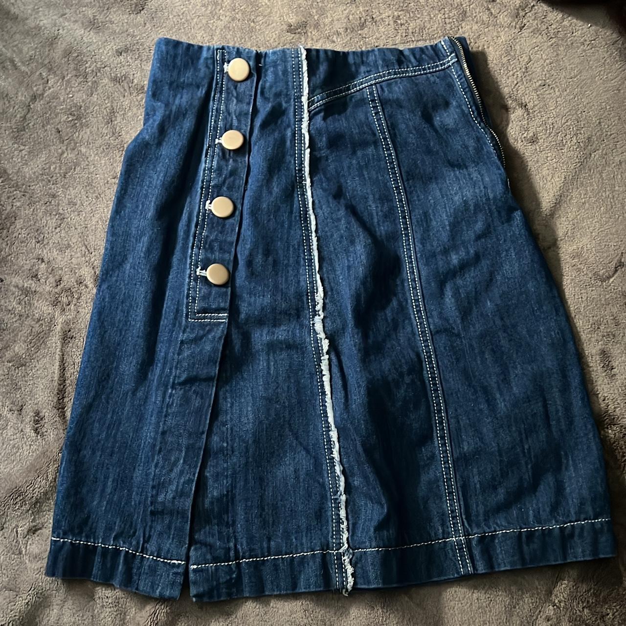 Midi Blue Denim Skirts - Depop