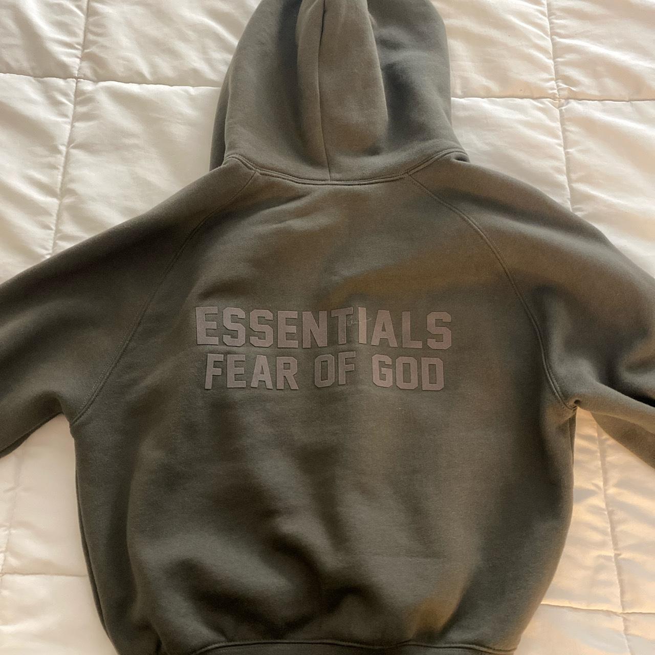 Fear of god essentials dark green jacket Once worn... - Depop