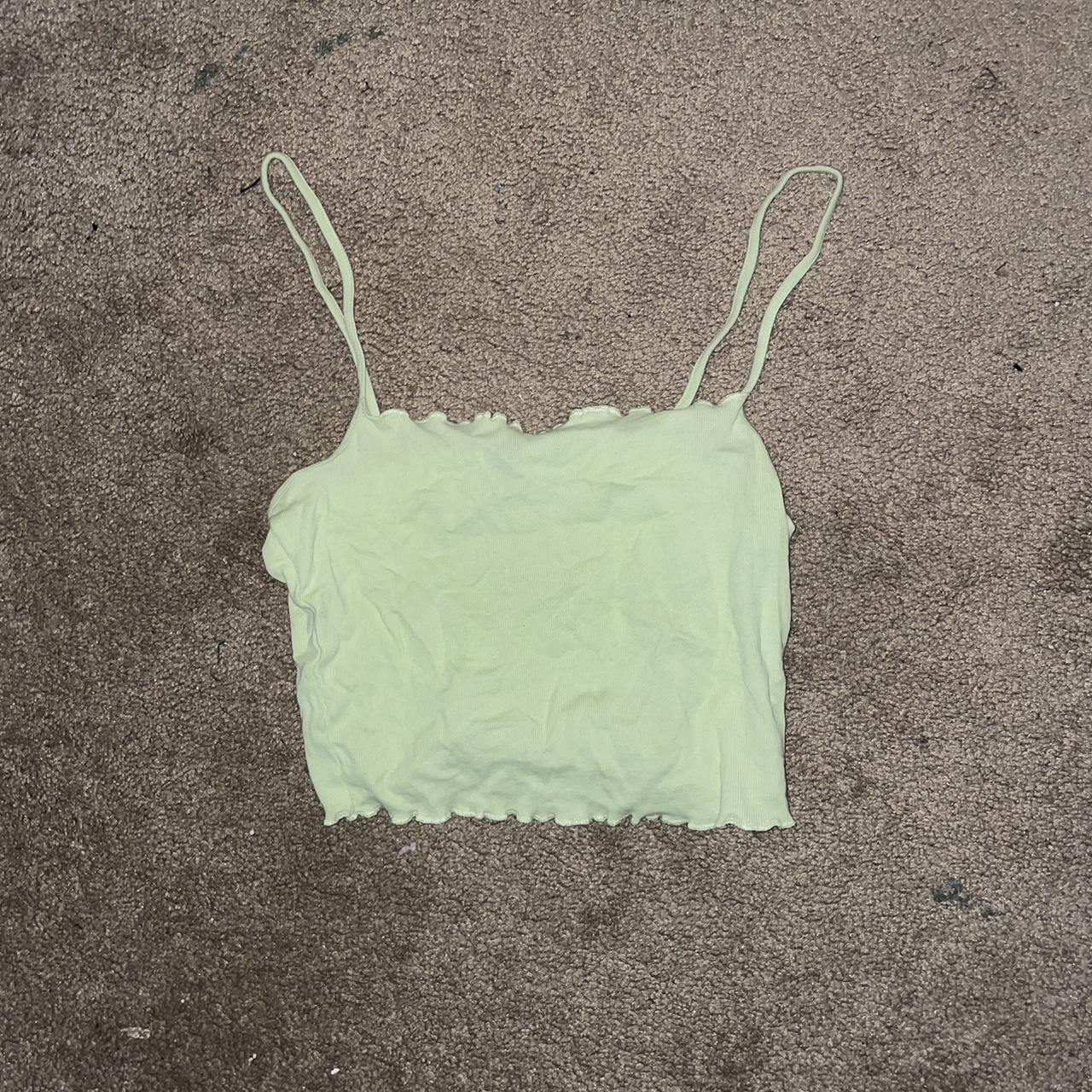 lime green divided crop tank top. size xs. really - Depop