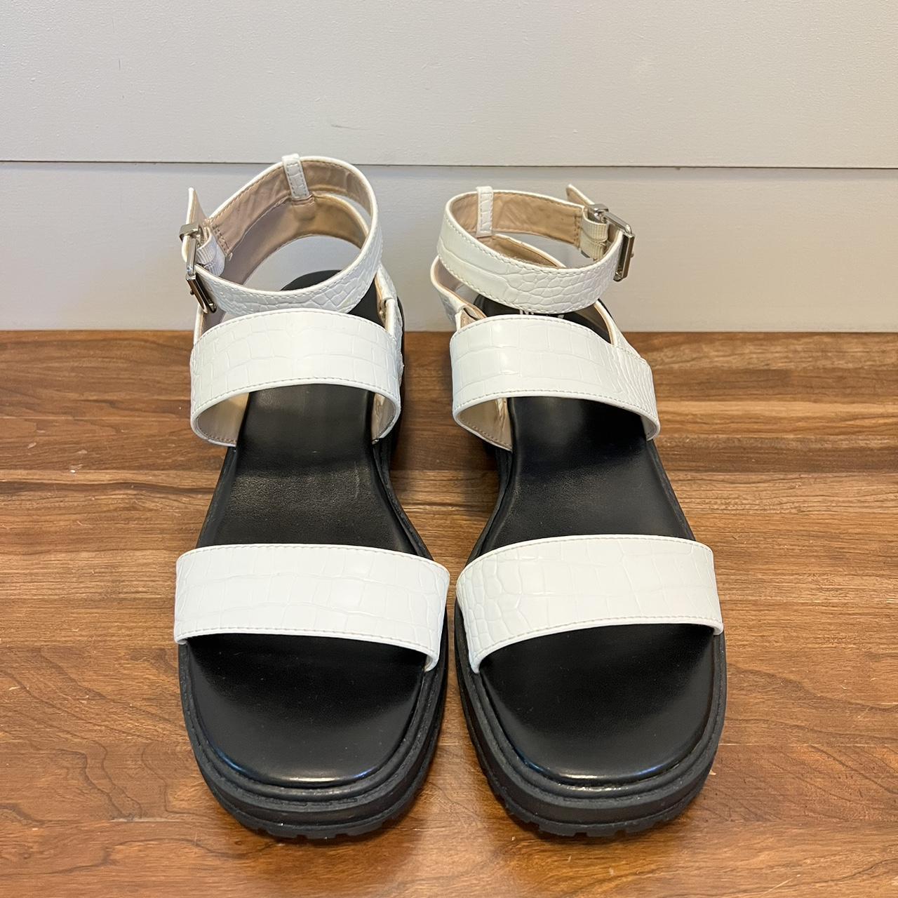 Mix No. 6 Women's White and Black Sandals | Depop