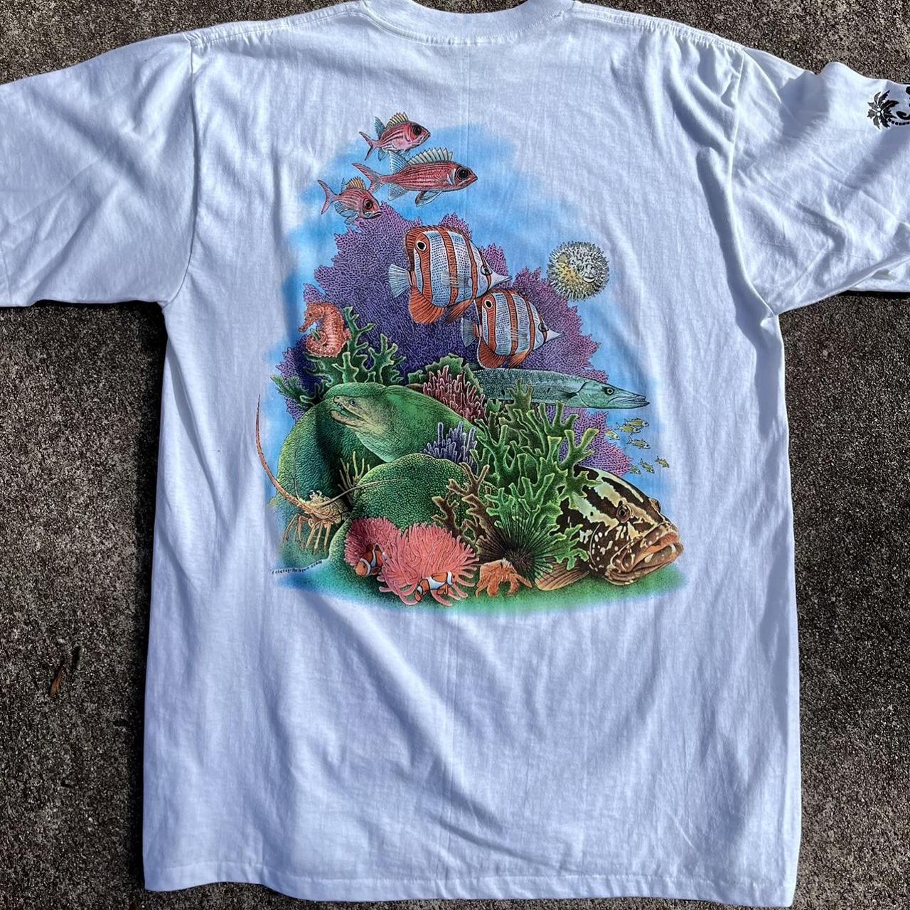 Vintage 90’s Sea Life Fish Graphic T-shirt Size:... - Depop