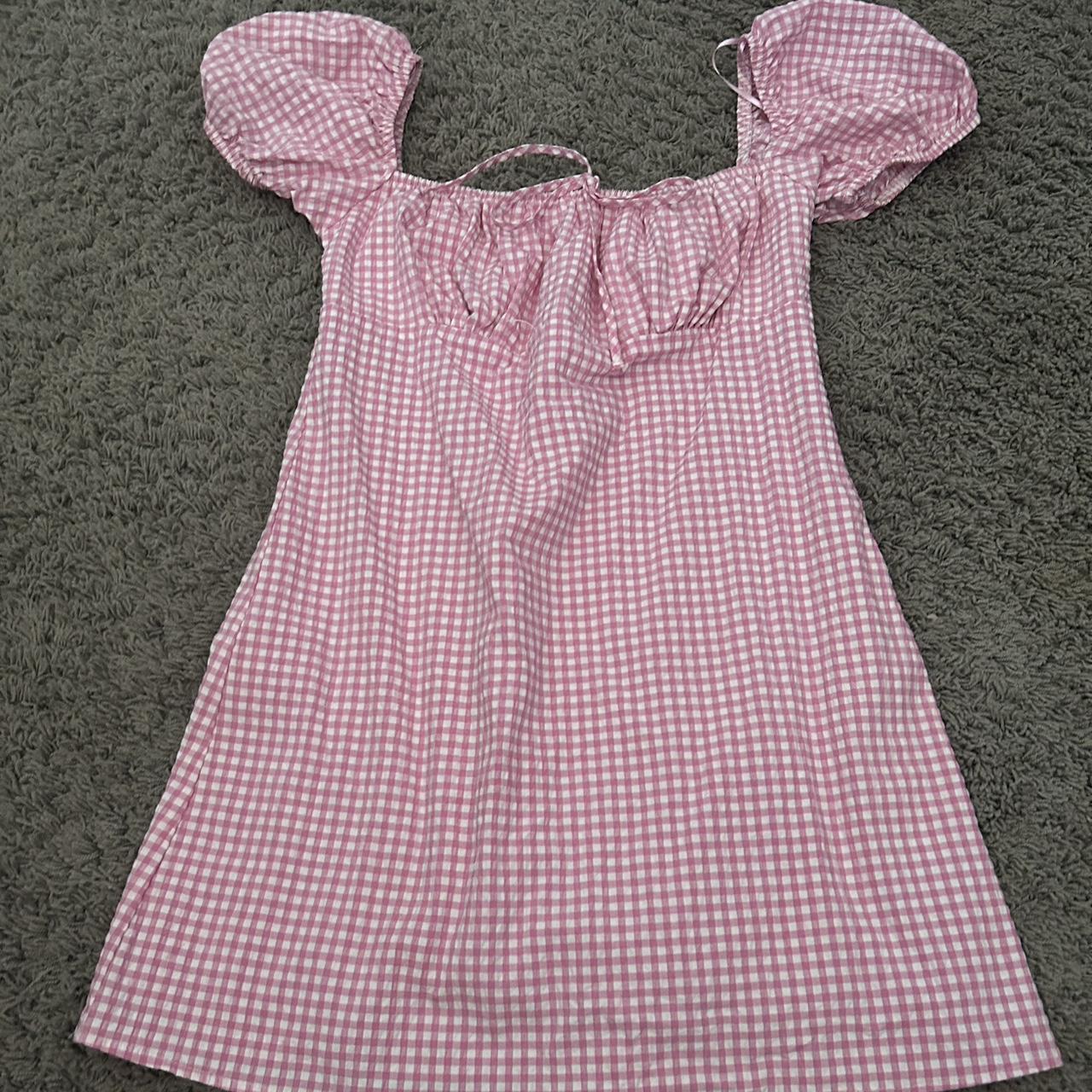 REPOP! ZARA pink gingham spring babydoll dress! Size... Depop