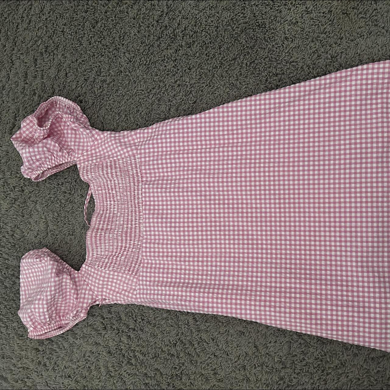 REPOP! ZARA pink gingham spring babydoll dress! Size... Depop