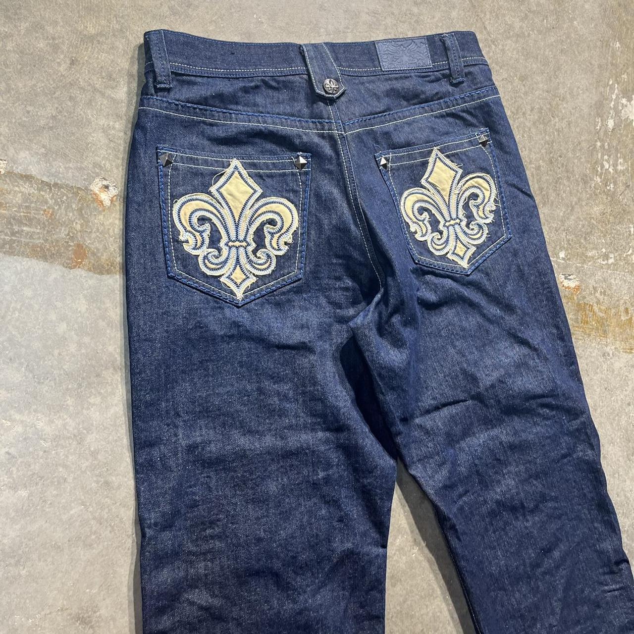 Vintage Basic code jeans Embroidered jeans Sz... Depop