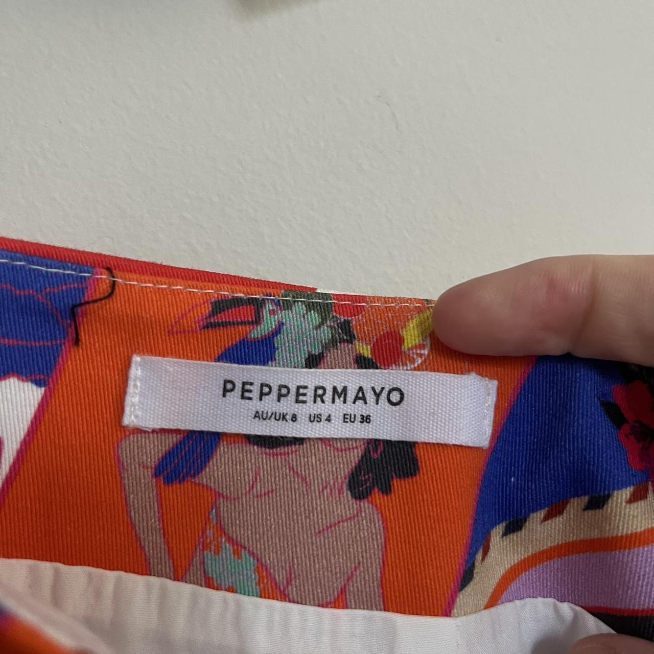 Peppermayo Women's White and Orange Skirt Depop