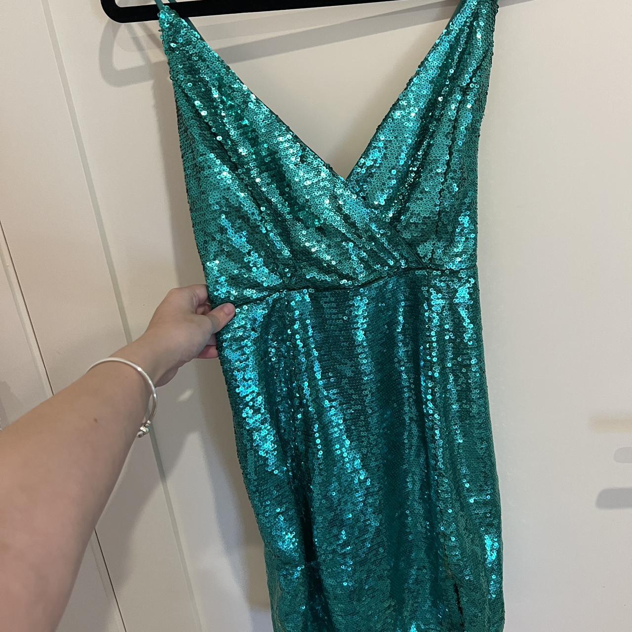 Green mini sequin dress #sequin... - Depop