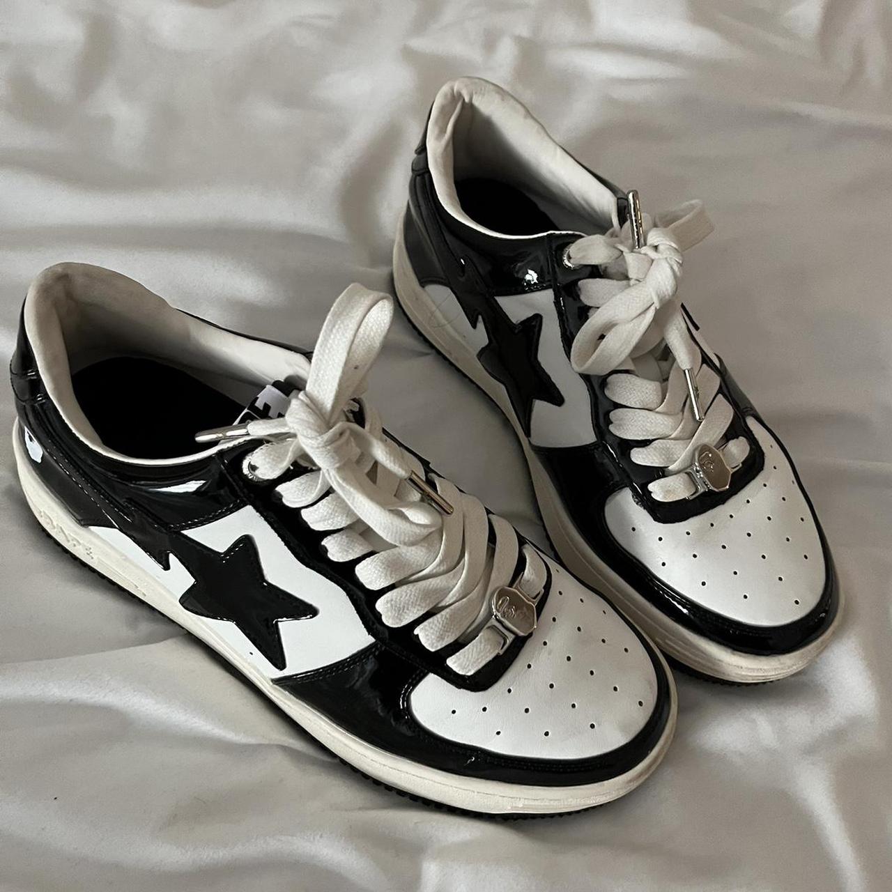 BAPE Women's Black and White Trainers | Depop