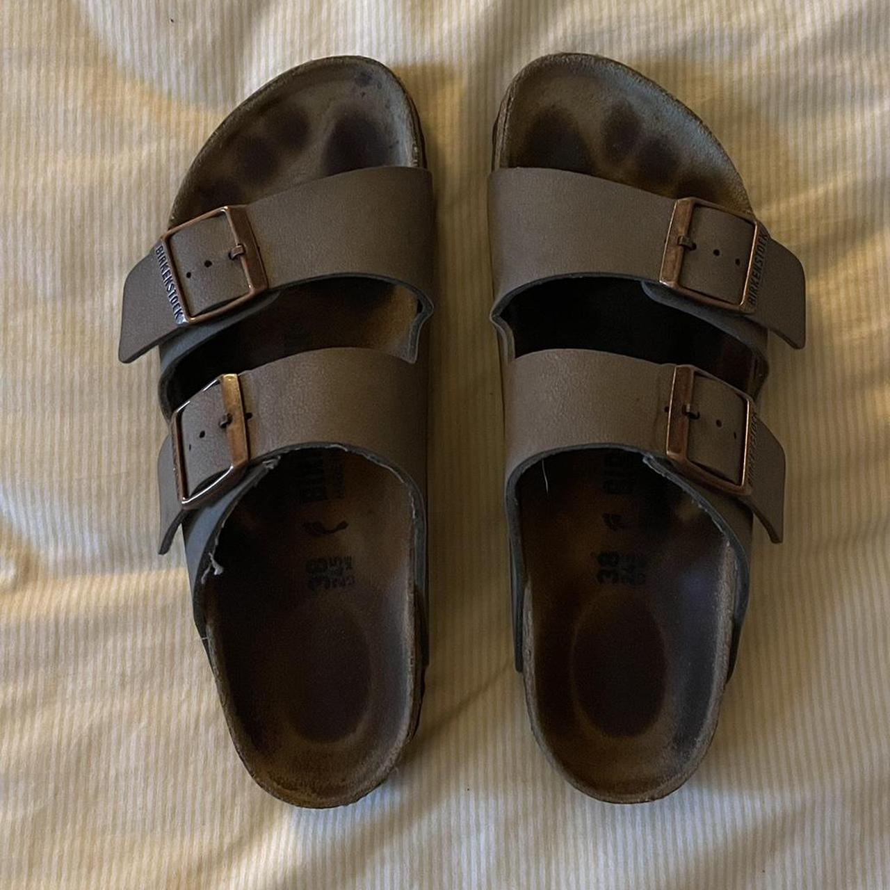 Birkenstock Arizona Sandals in Stone Size 38 or... - Depop