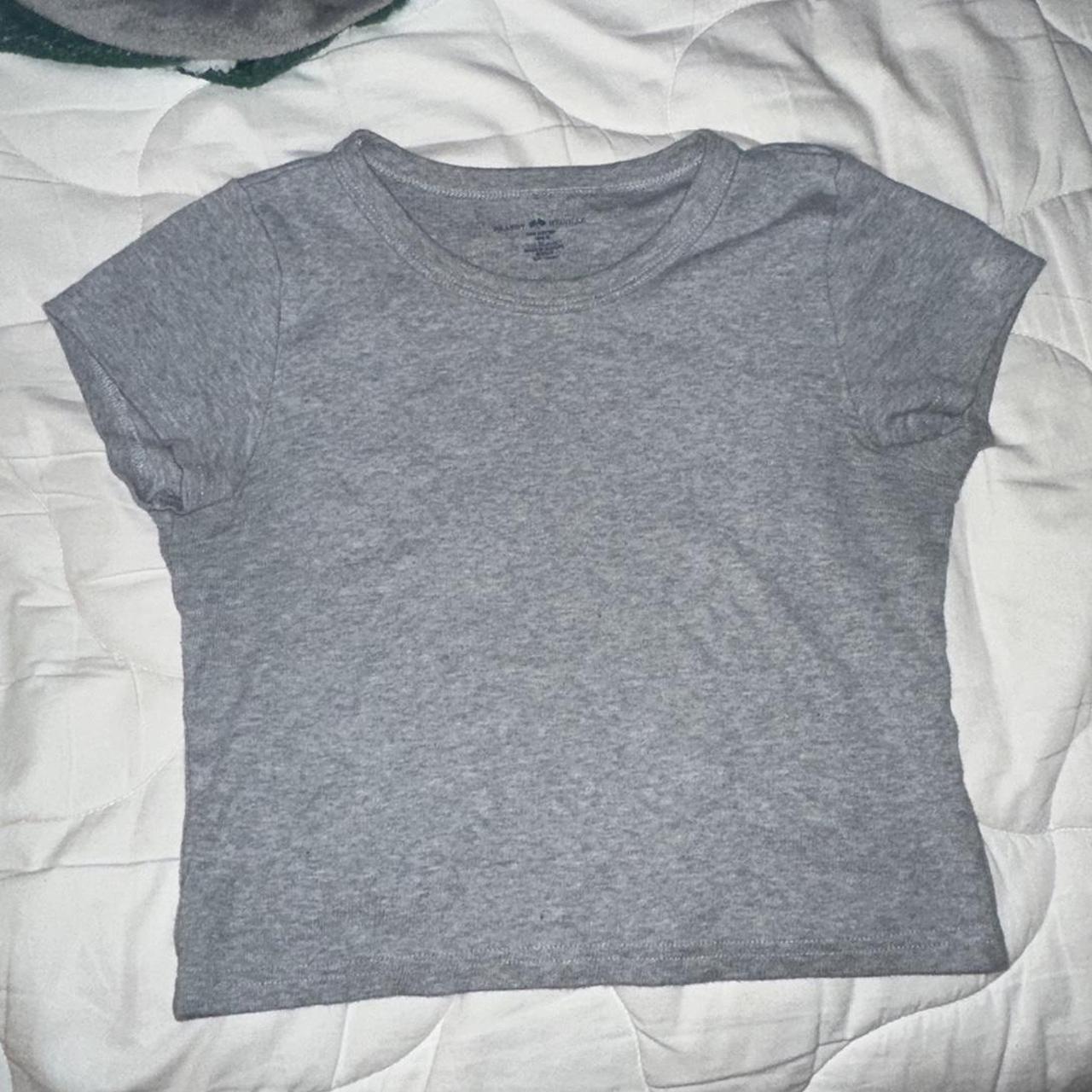 Brandy Melville Grey Baby Tee Fits size... Depop