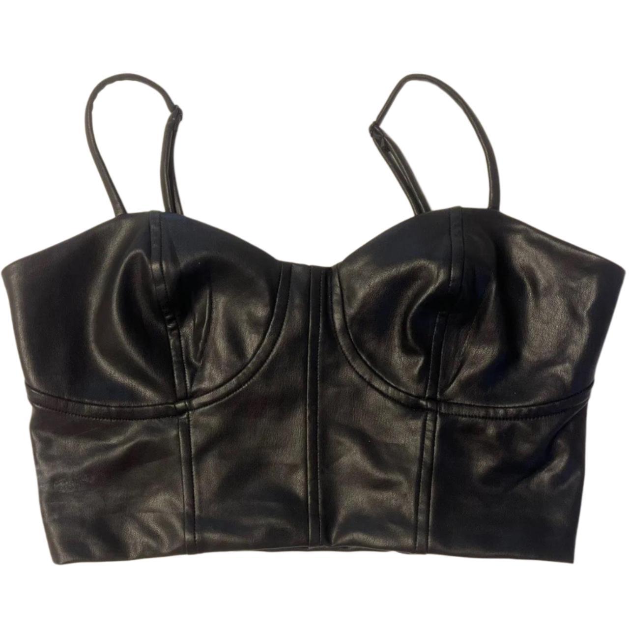 Zara Women's Crop top - Black - S – Express bodycon faux leather corset crop top. …