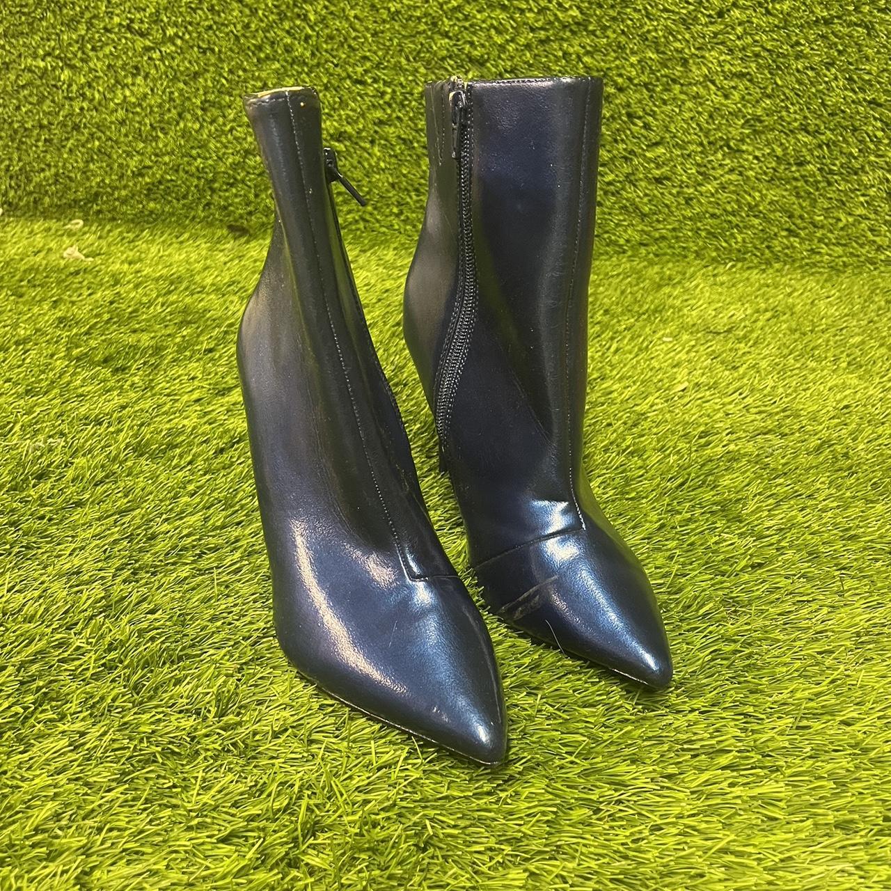 Metallic navy blue Express ankle boots. Brand new.... - Depop