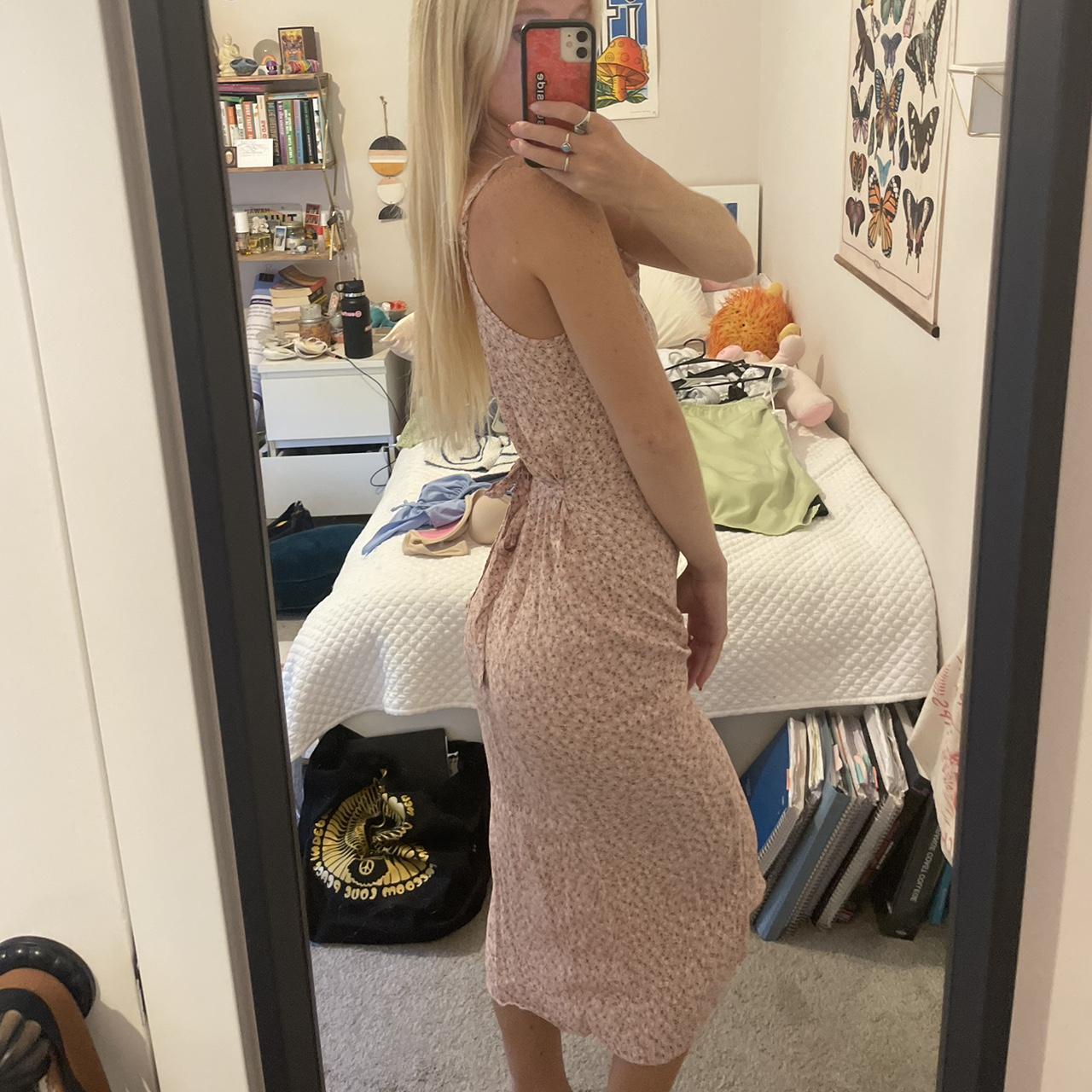 Long, pink, floral brandy Melville dress, small blur | Depop