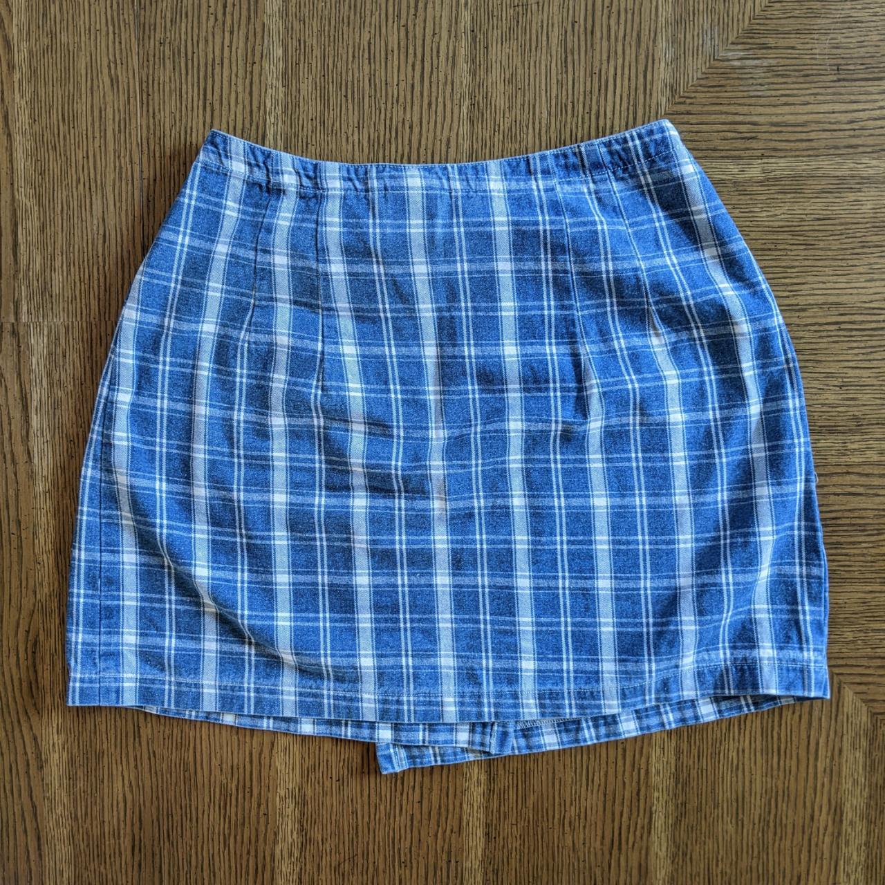 vintage-niki-lee-plaid-denim-wrap-mini-skirt-size-depop