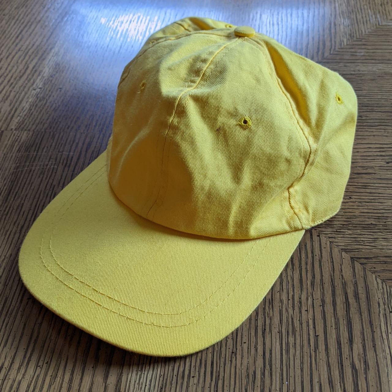 Y2K Elastic Back Bright Yellow Hat • One size fits... - Depop