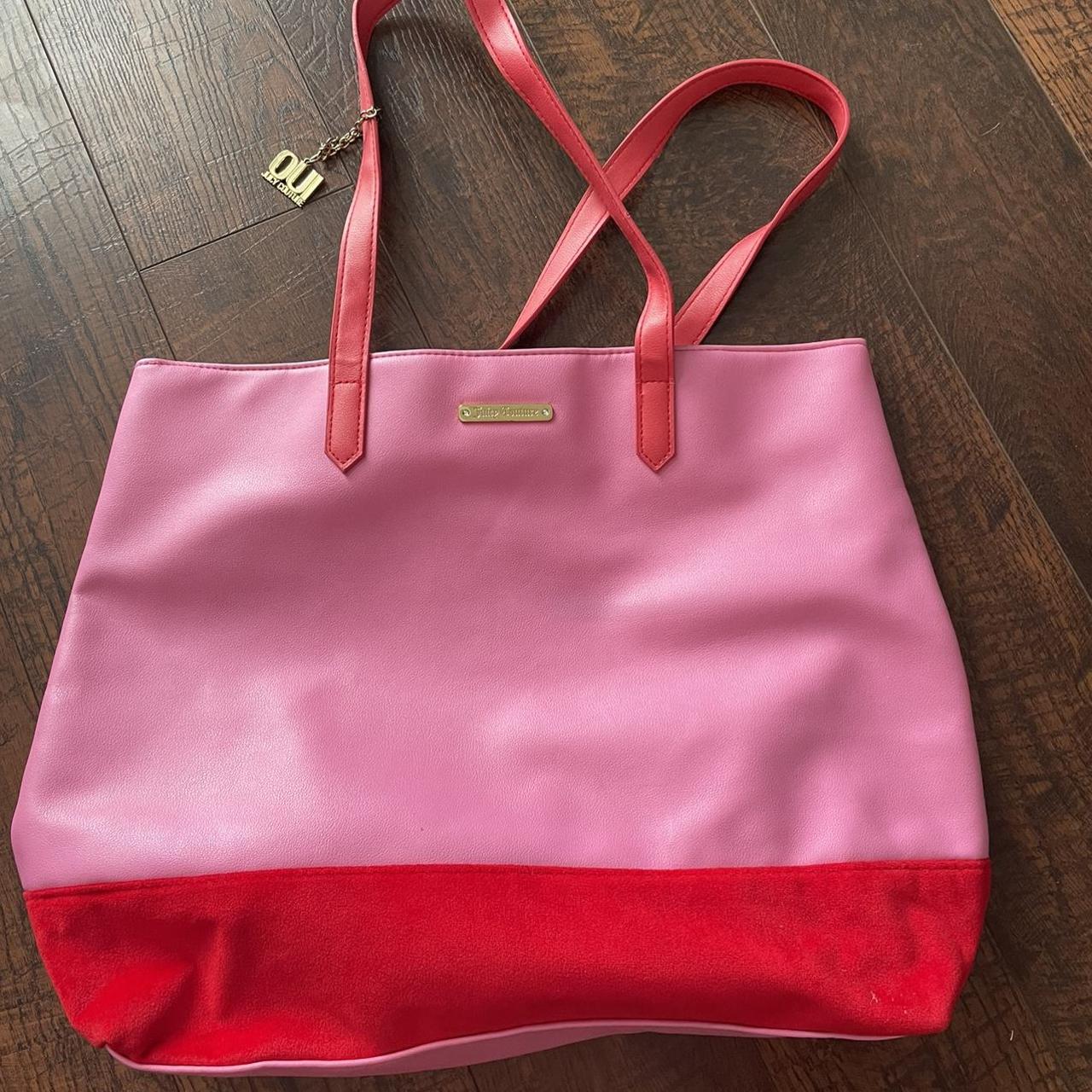 Juicy Couture Y2K pink tote with red velvet ~ FREE... - Depop