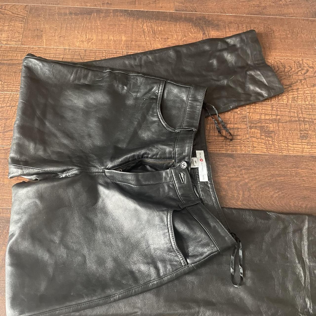 Amazing genuine leather vintage pants. Model is 5 “7... - Depop