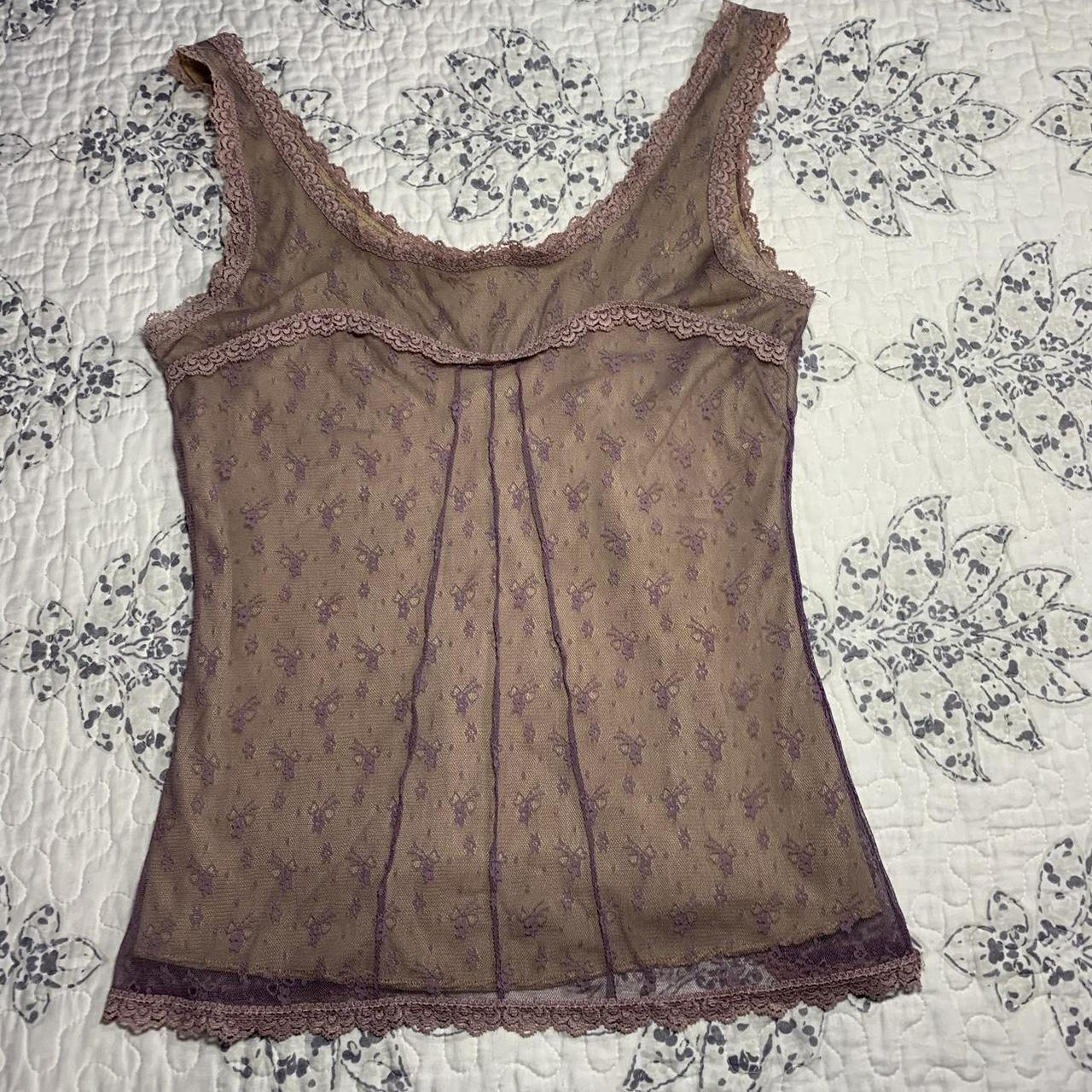 Charlotte Russe Women's Tan and Purple Vest | Depop