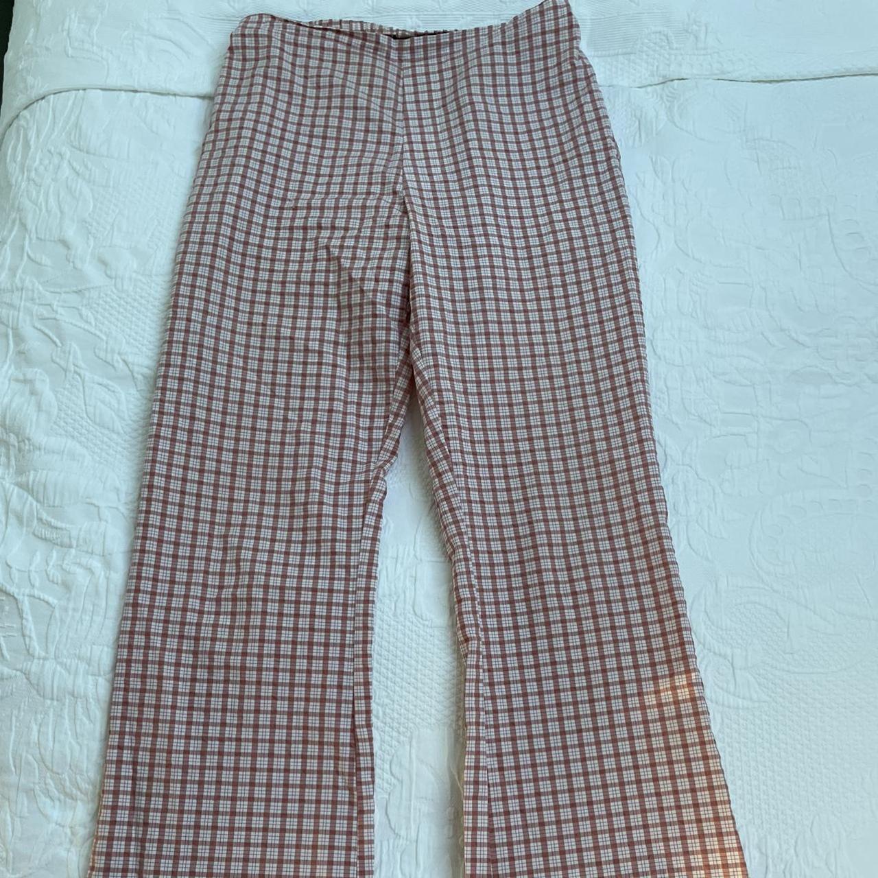 Pink checkered flared trousers ASOS bought Comfy &... - Depop