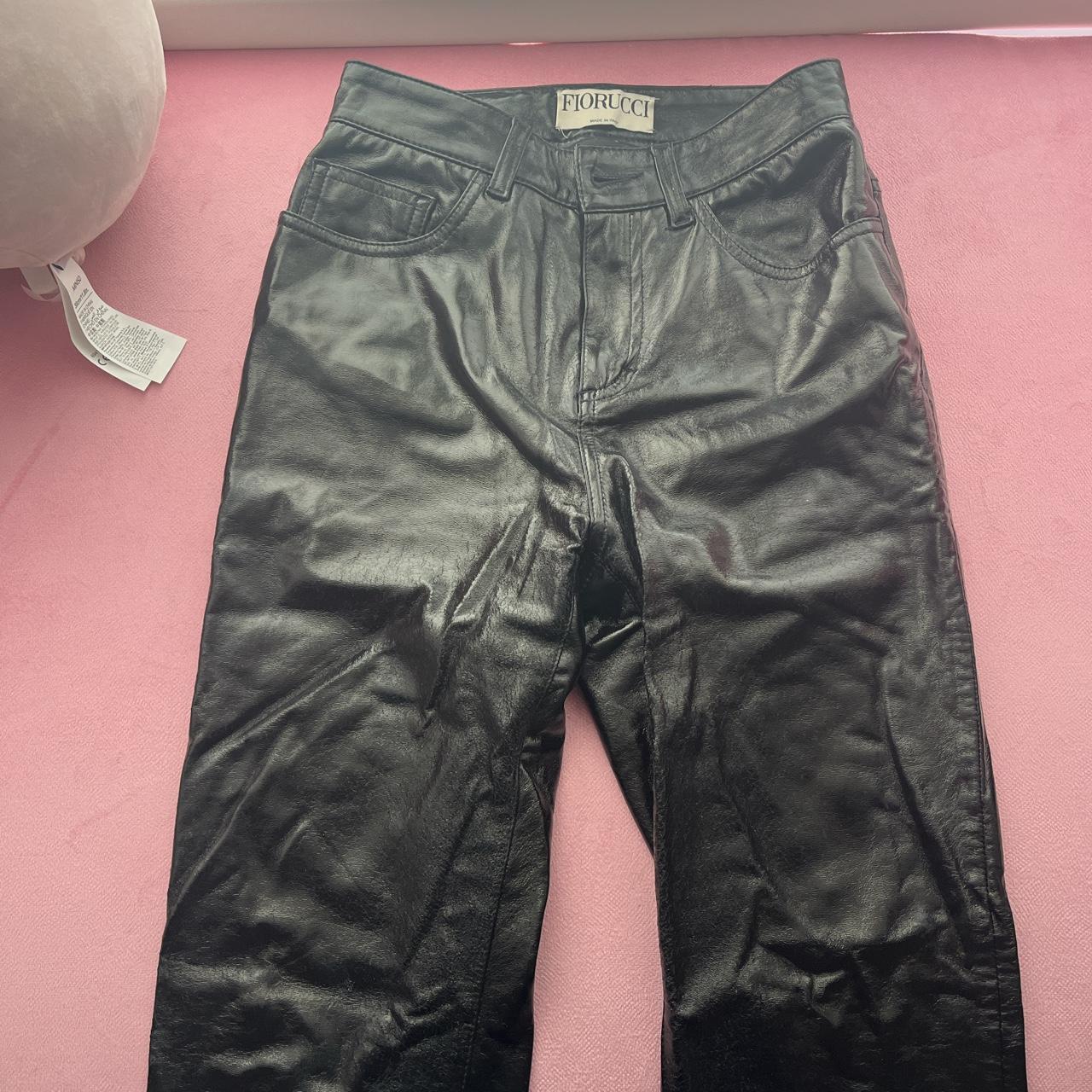 real leather patent look fiorucci pants. i bought... - Depop