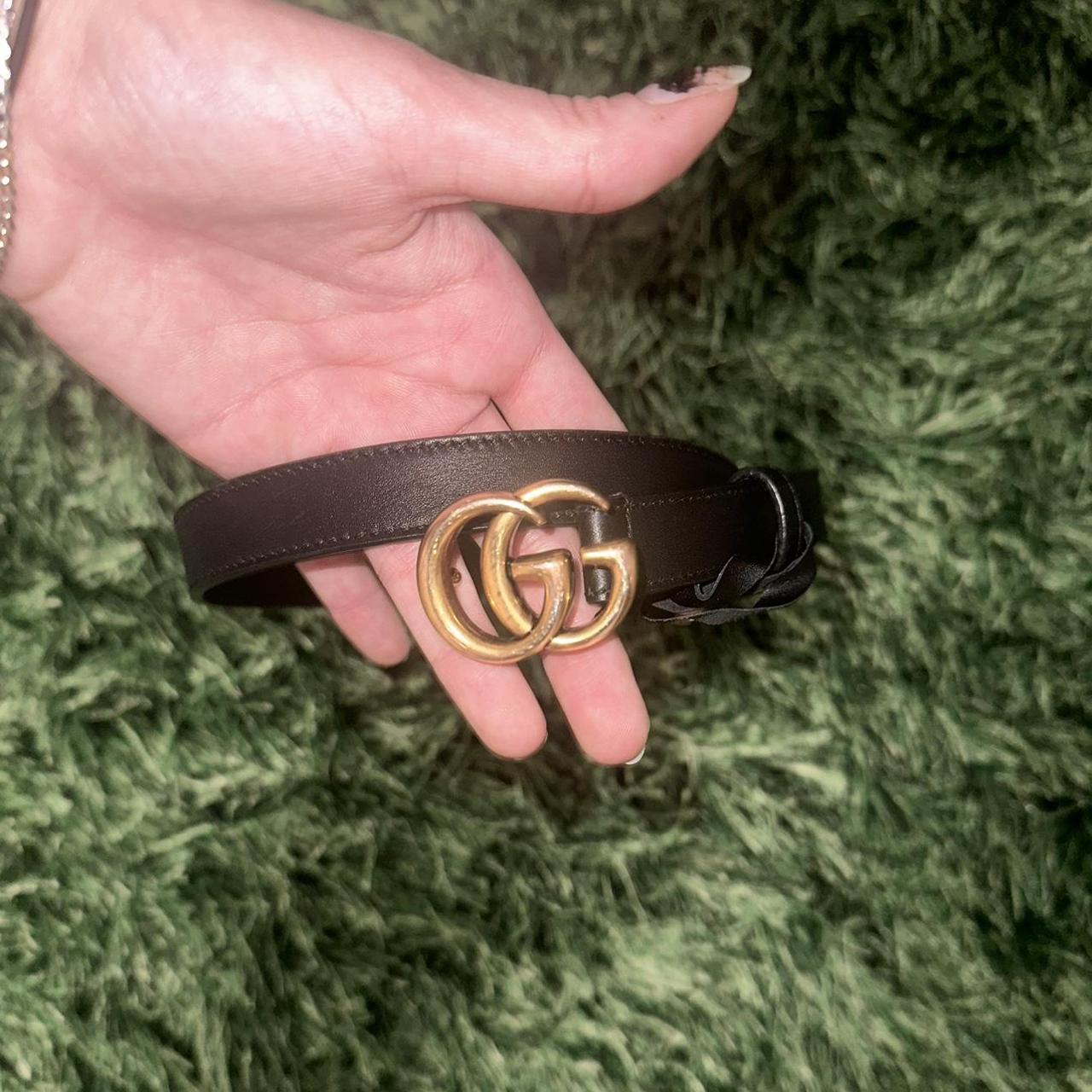 Authentic silver gucci belt Black, thick, leather - Depop