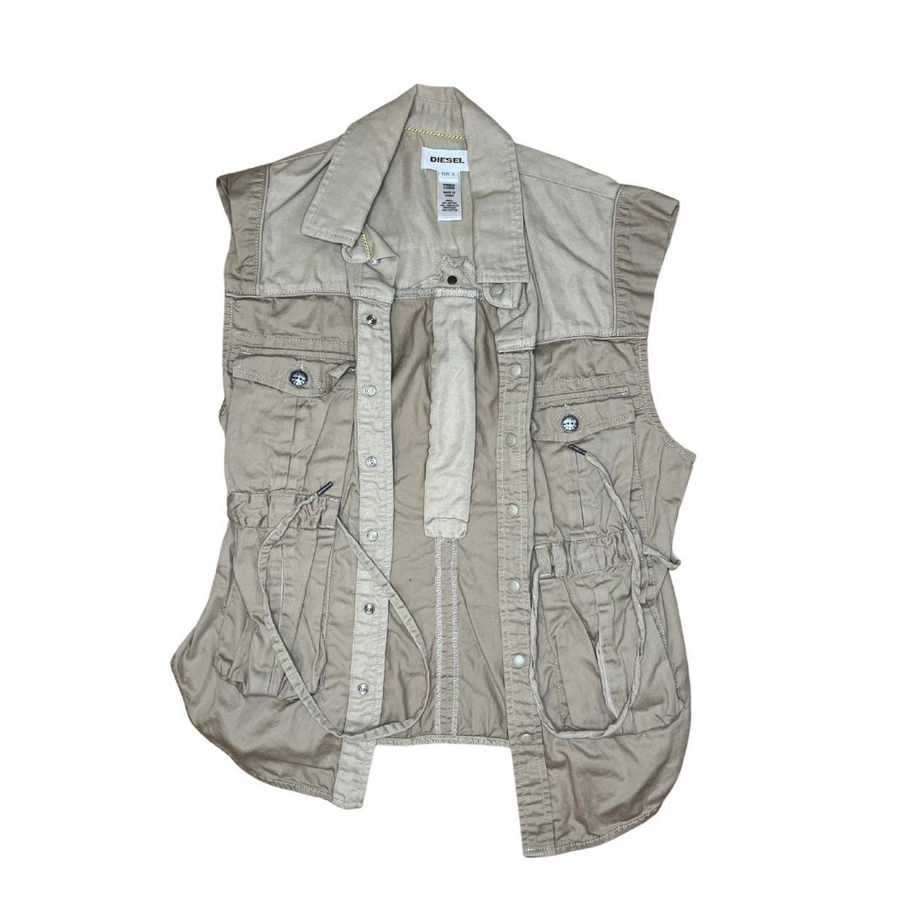 Vintage Diesel Cargo Vest beige and in good Depop