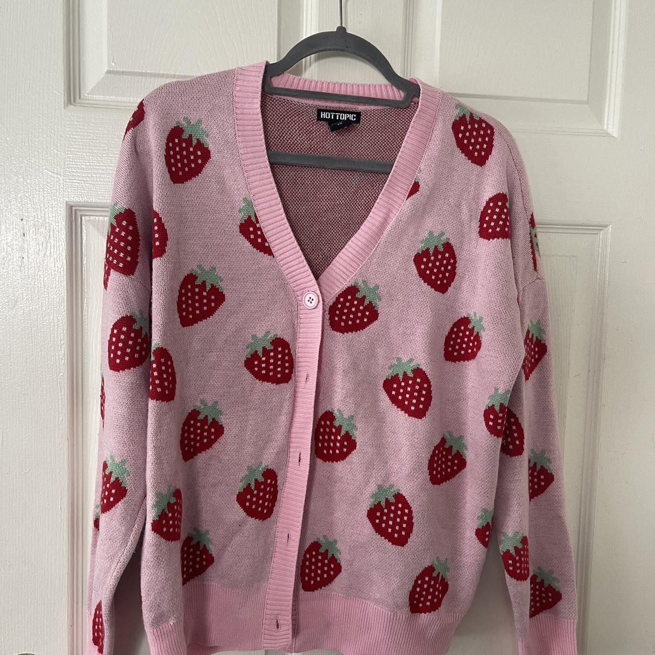 pink strawberry cardigan Depop