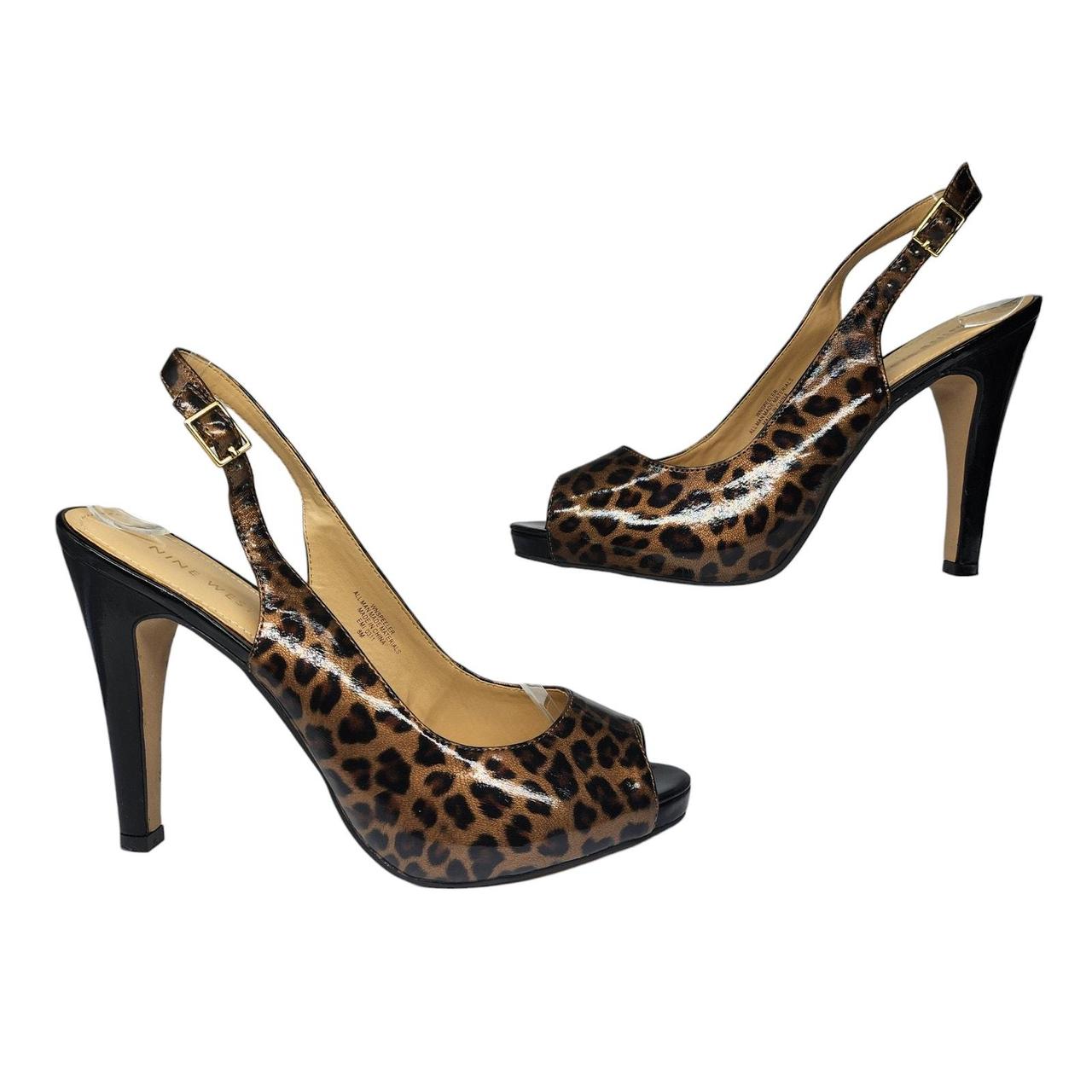 Leopard Cheetah Slingback Heels brown black size 8. Depop