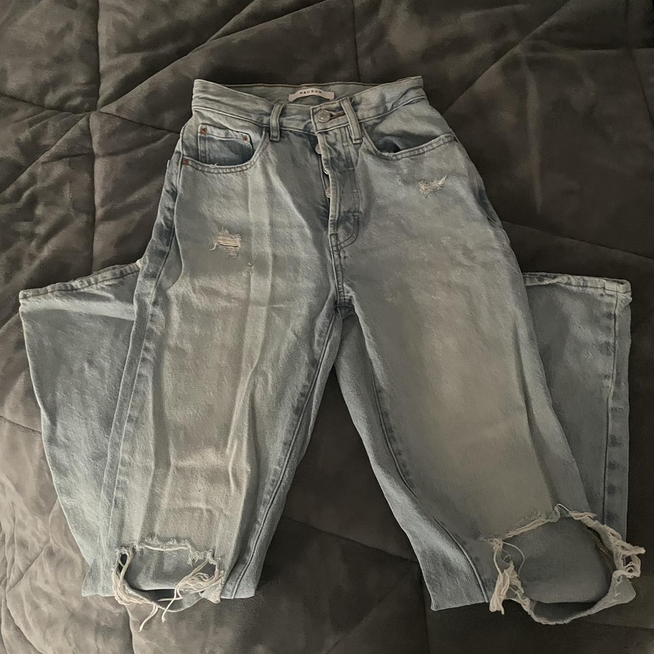 Pacsun high waisted light wash dad jean, size 23.... - Depop